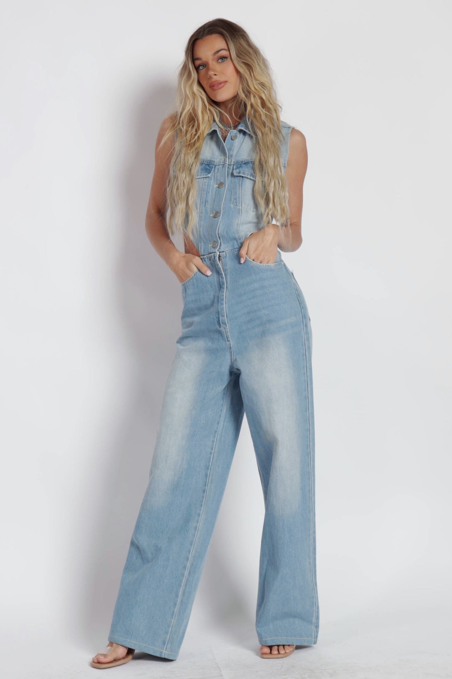 Elyse Cut Out Denim Jumpsuit
