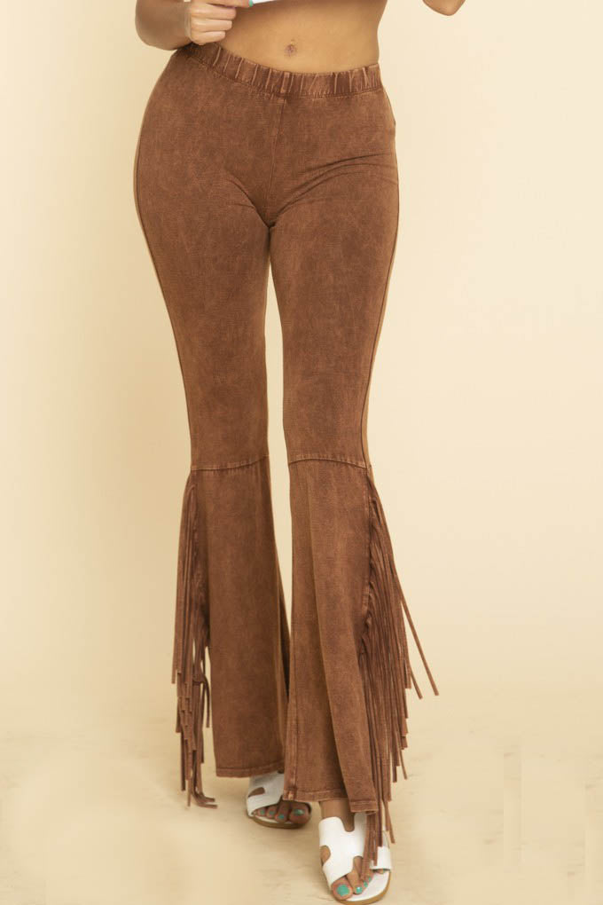 Ariella Mineral Washed Side Fringe Yoga Pants