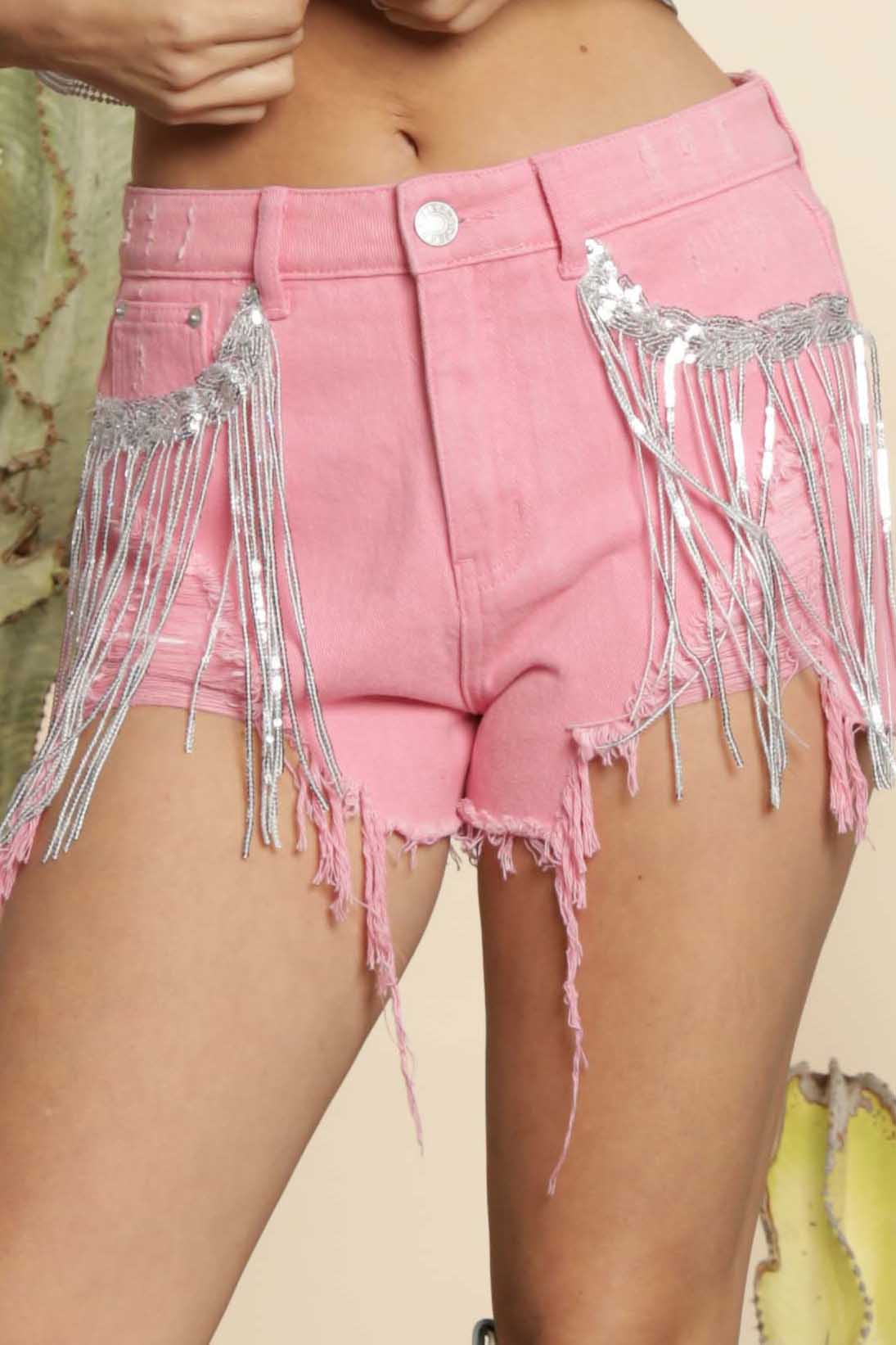 Fringe Denim Shorts