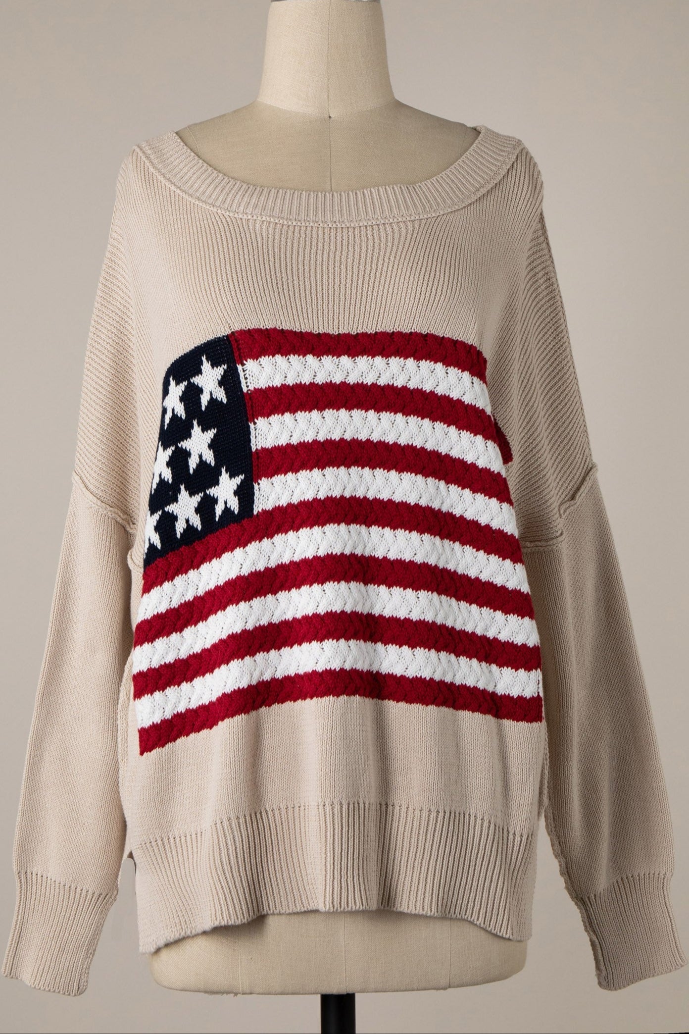 Elize American Flag Cotton Knit Sweater