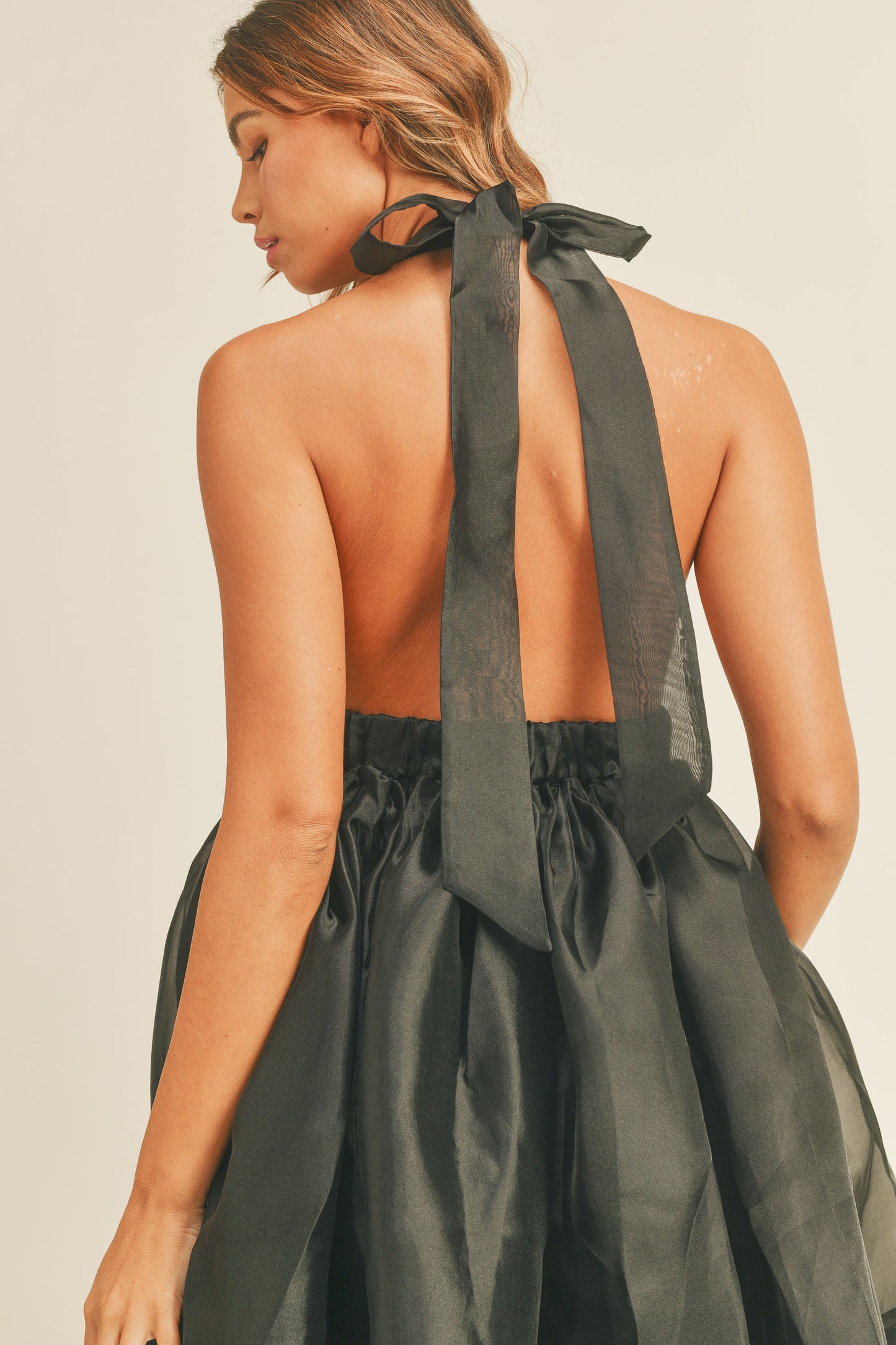 Karley Organza Halter Bow Dress