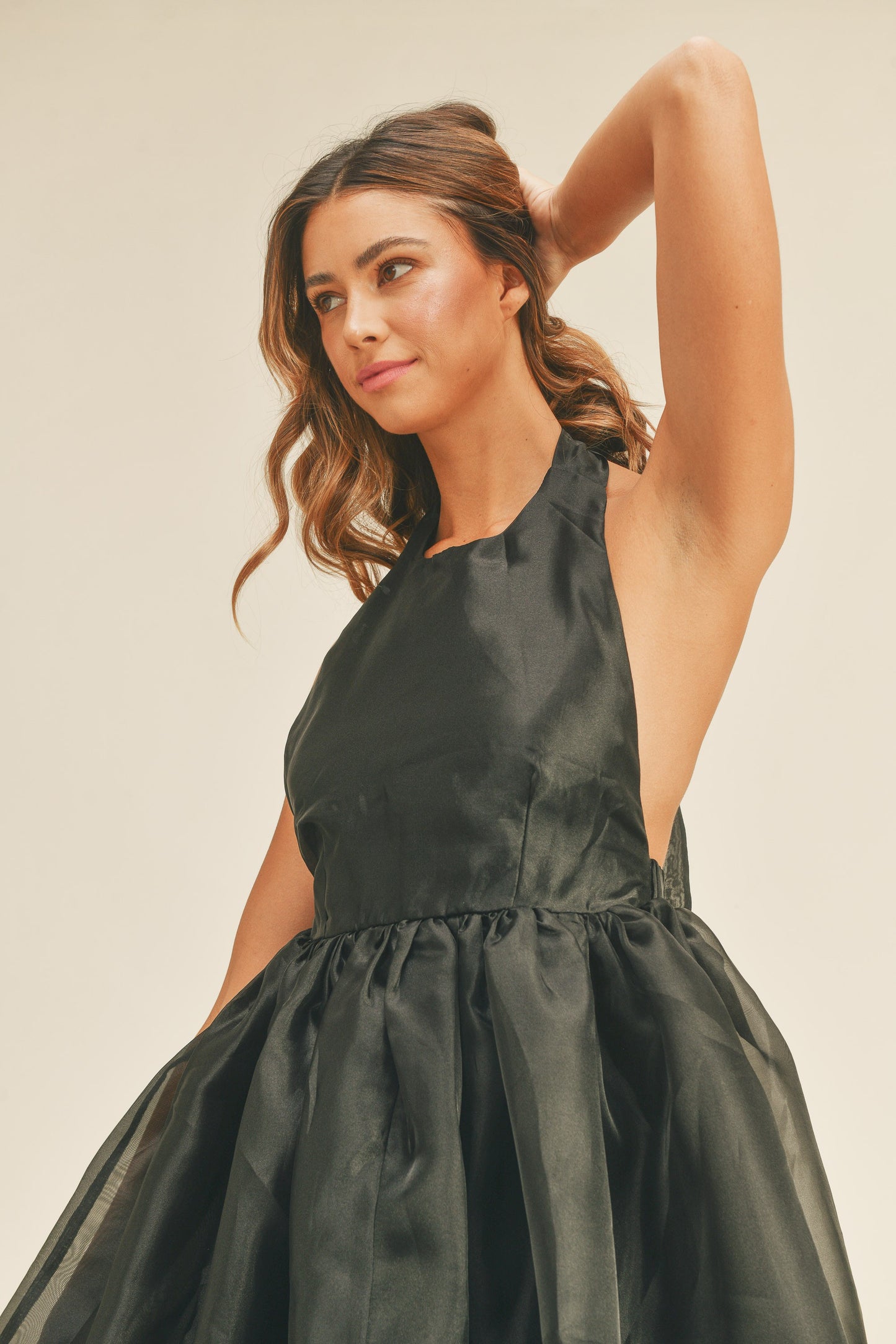 Karley Organza Halter Bow Dress