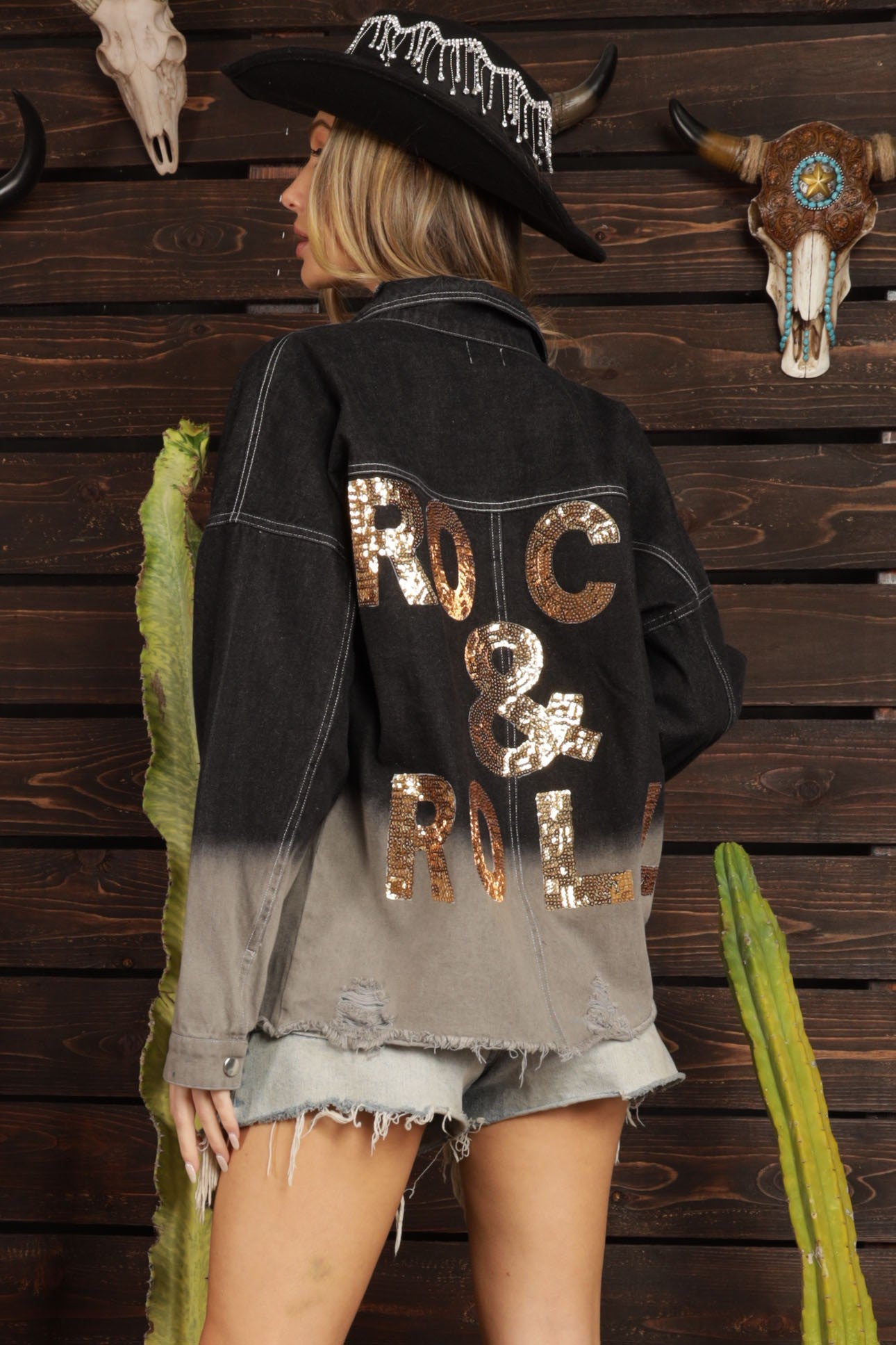 Ryleigh Dip Dye Rock and Roll Denim Jacket