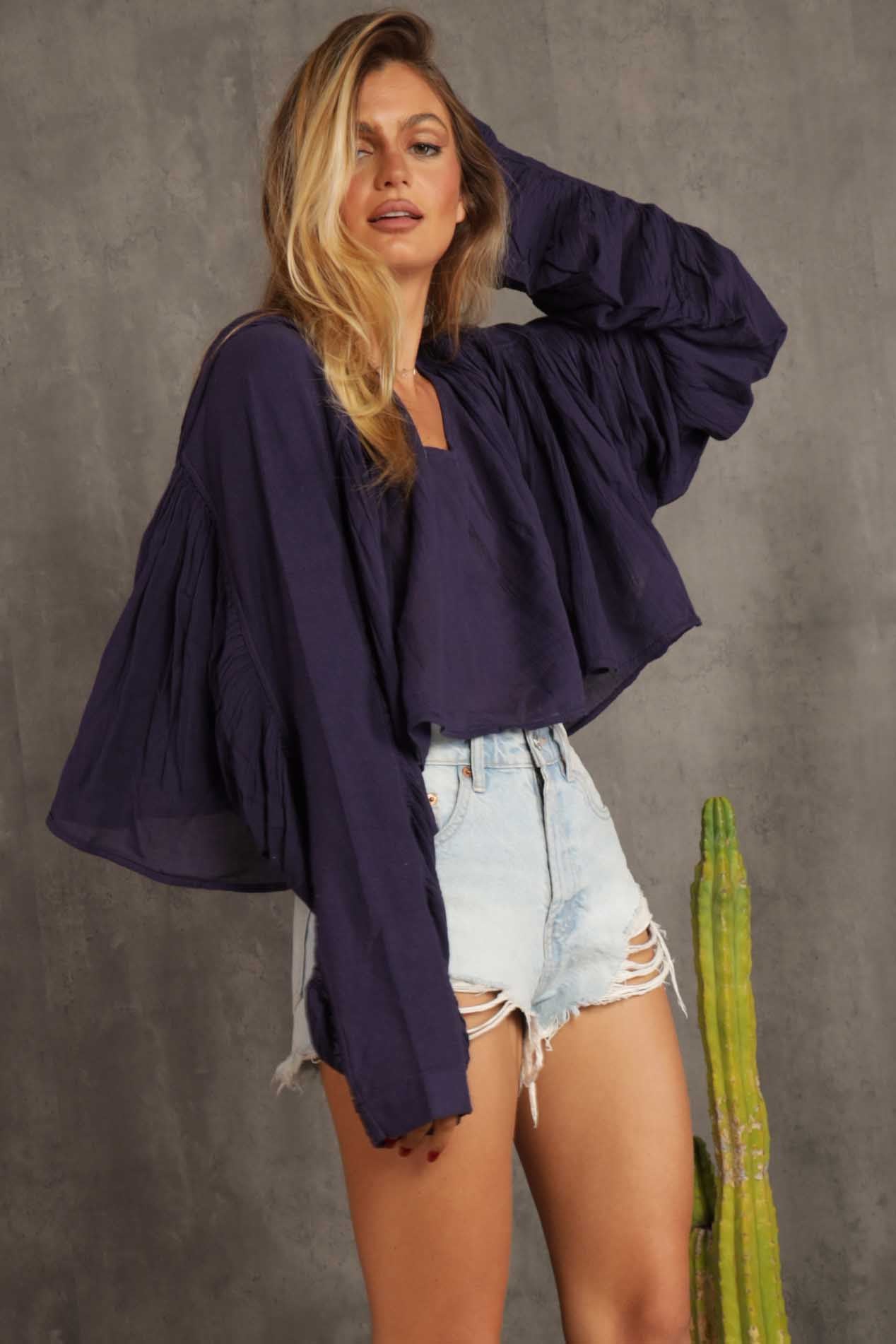Carmel Hooded Shirring top