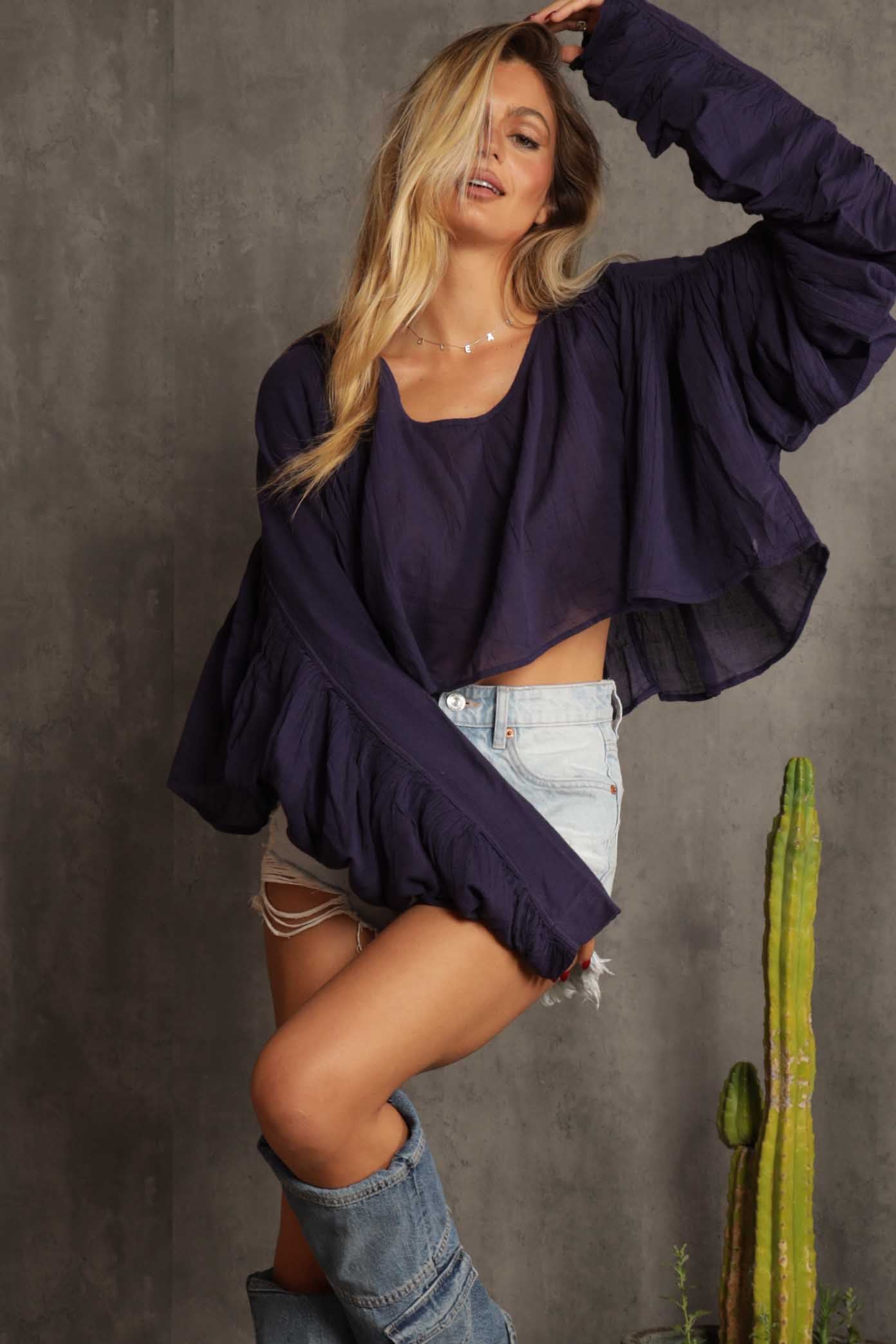 Carmel Hooded Shirring top