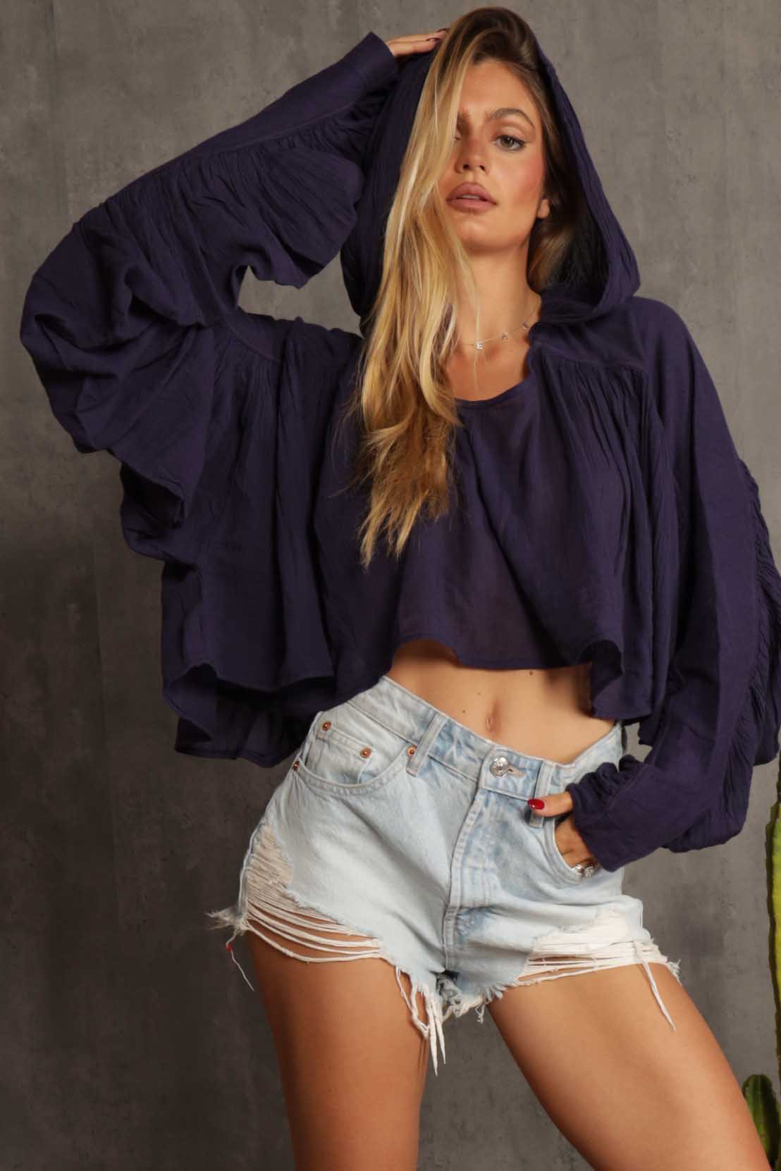 Carmel Hooded Shirring top