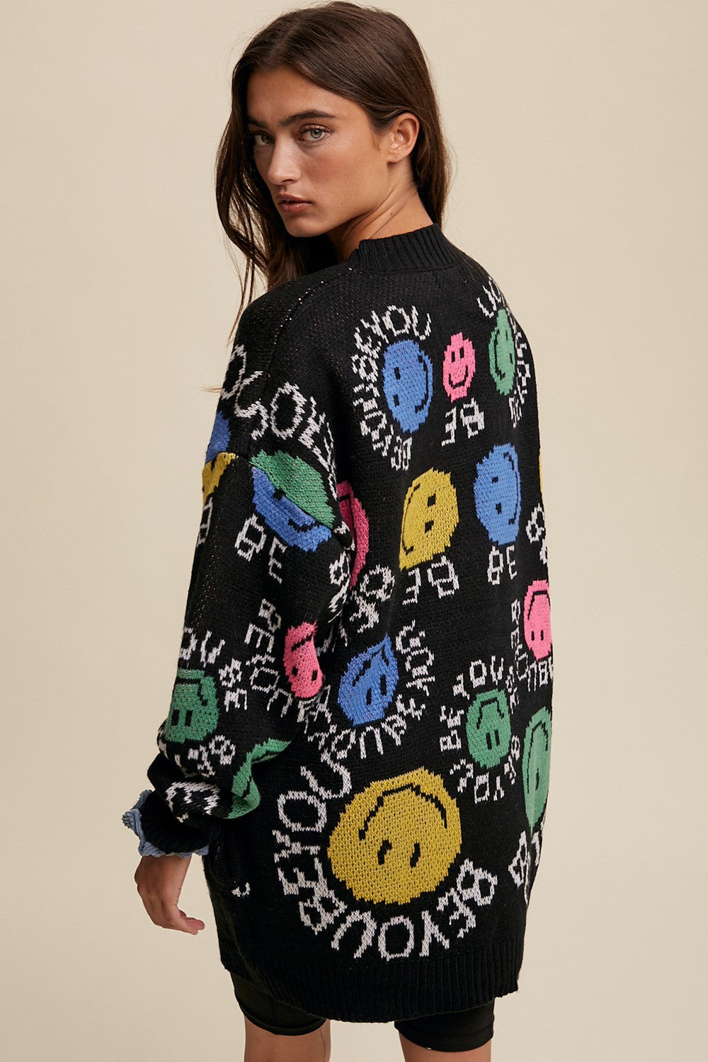 Printed Multi color Knit Sweater Cardigan