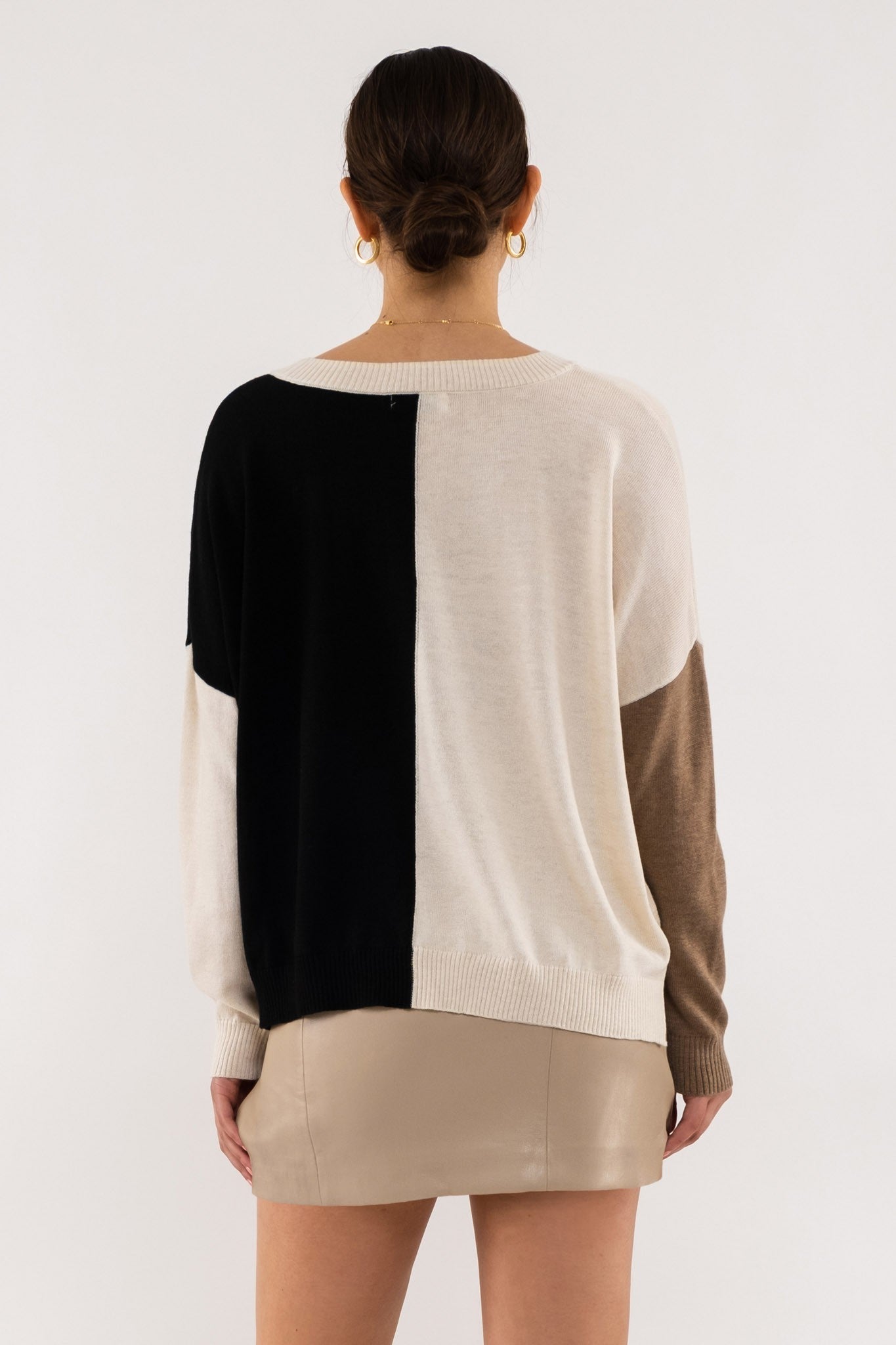 Isadora Color Block Sweater Knit Top
