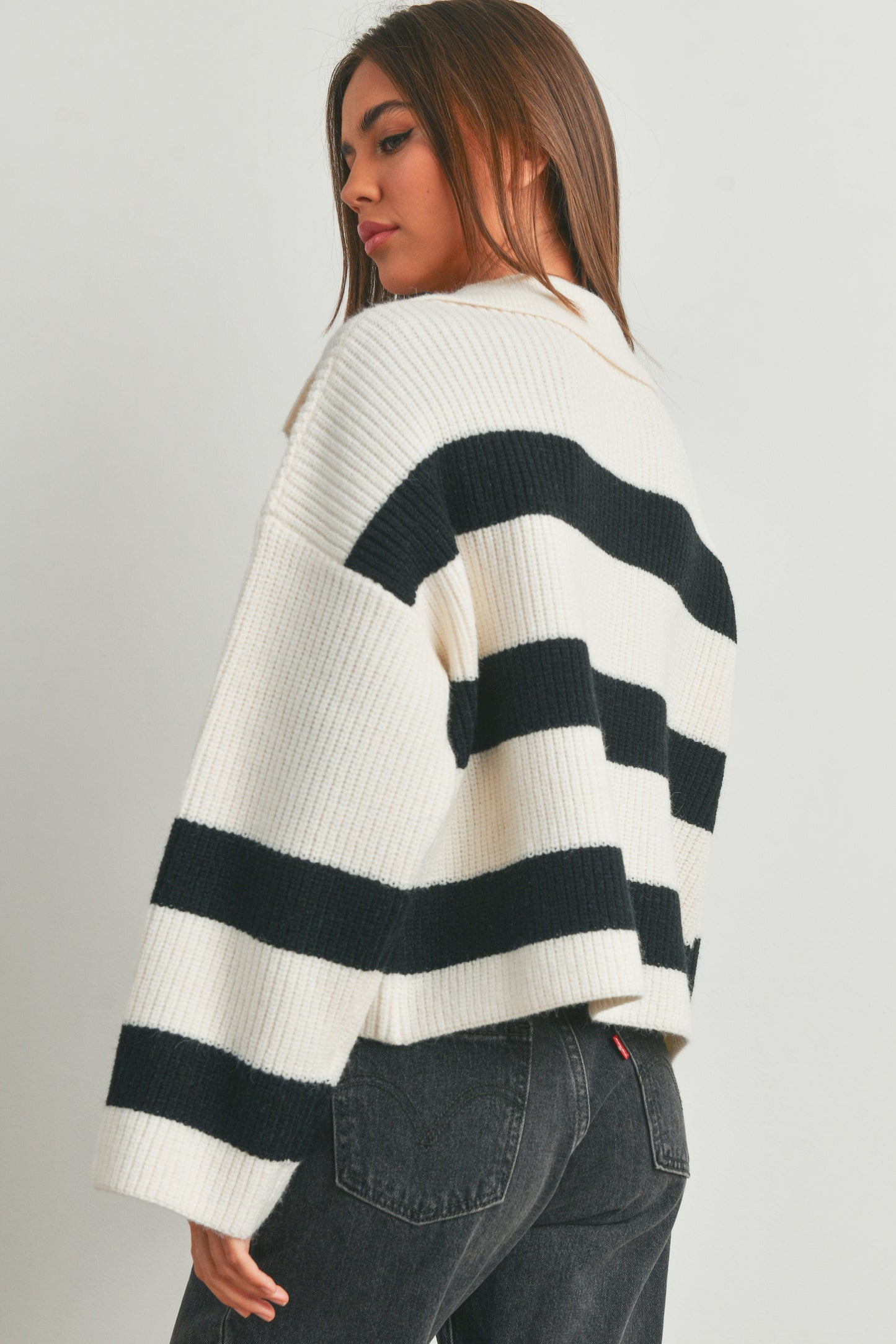 Razoul Striped Cropped Knit Sweater