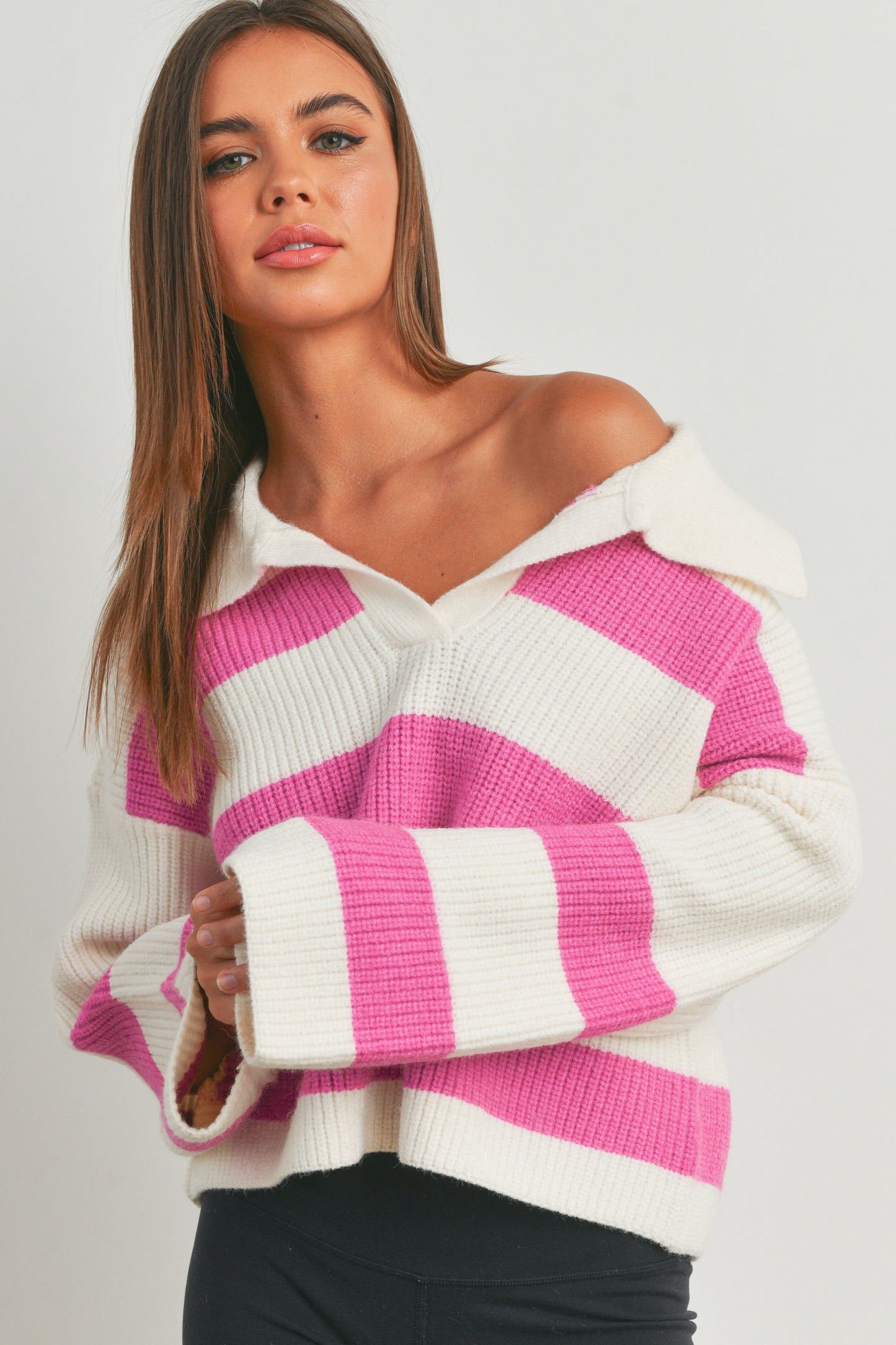 Razoul Striped Cropped Knit Sweater