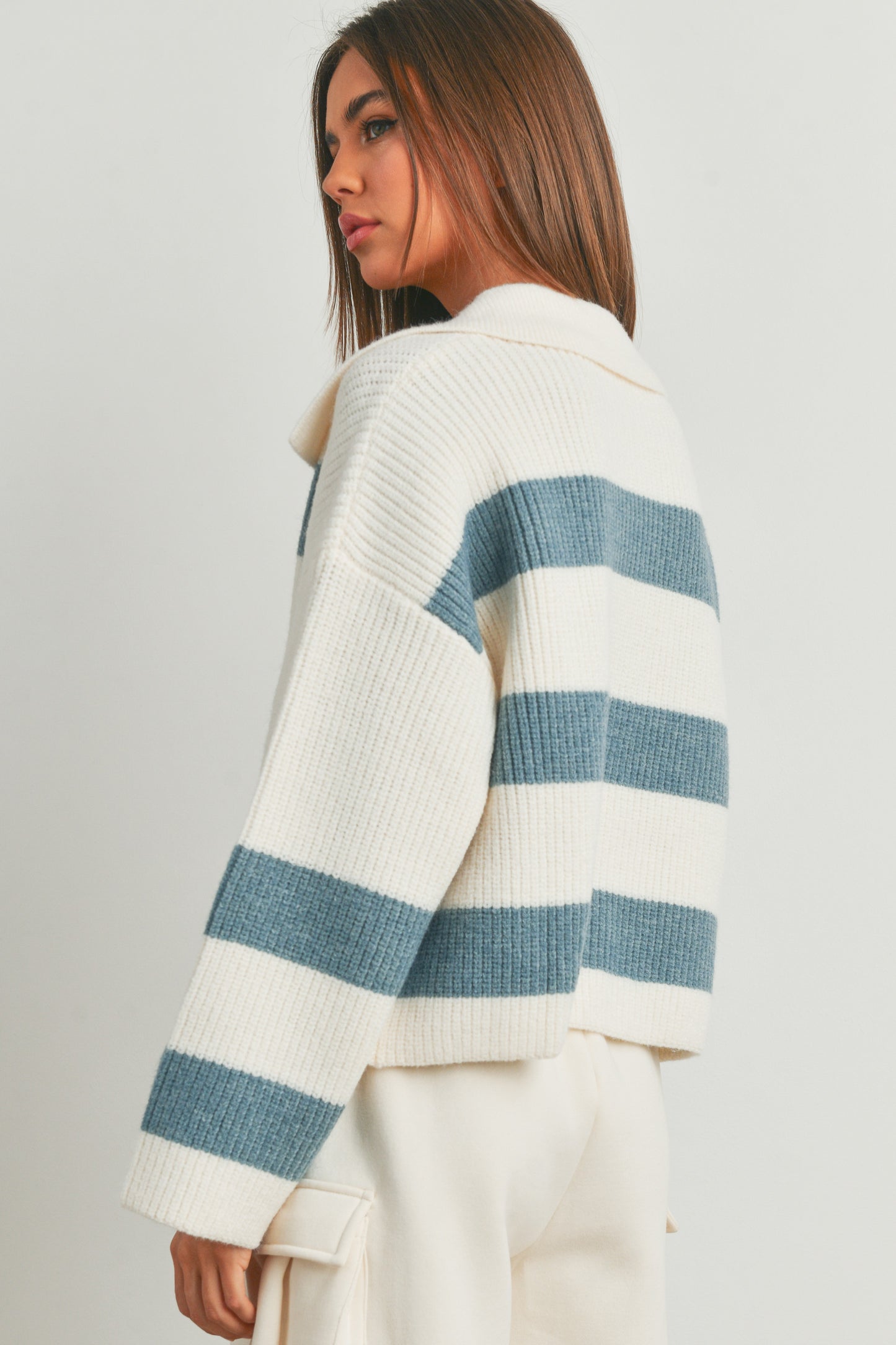 Razoul Striped Cropped Knit Sweater