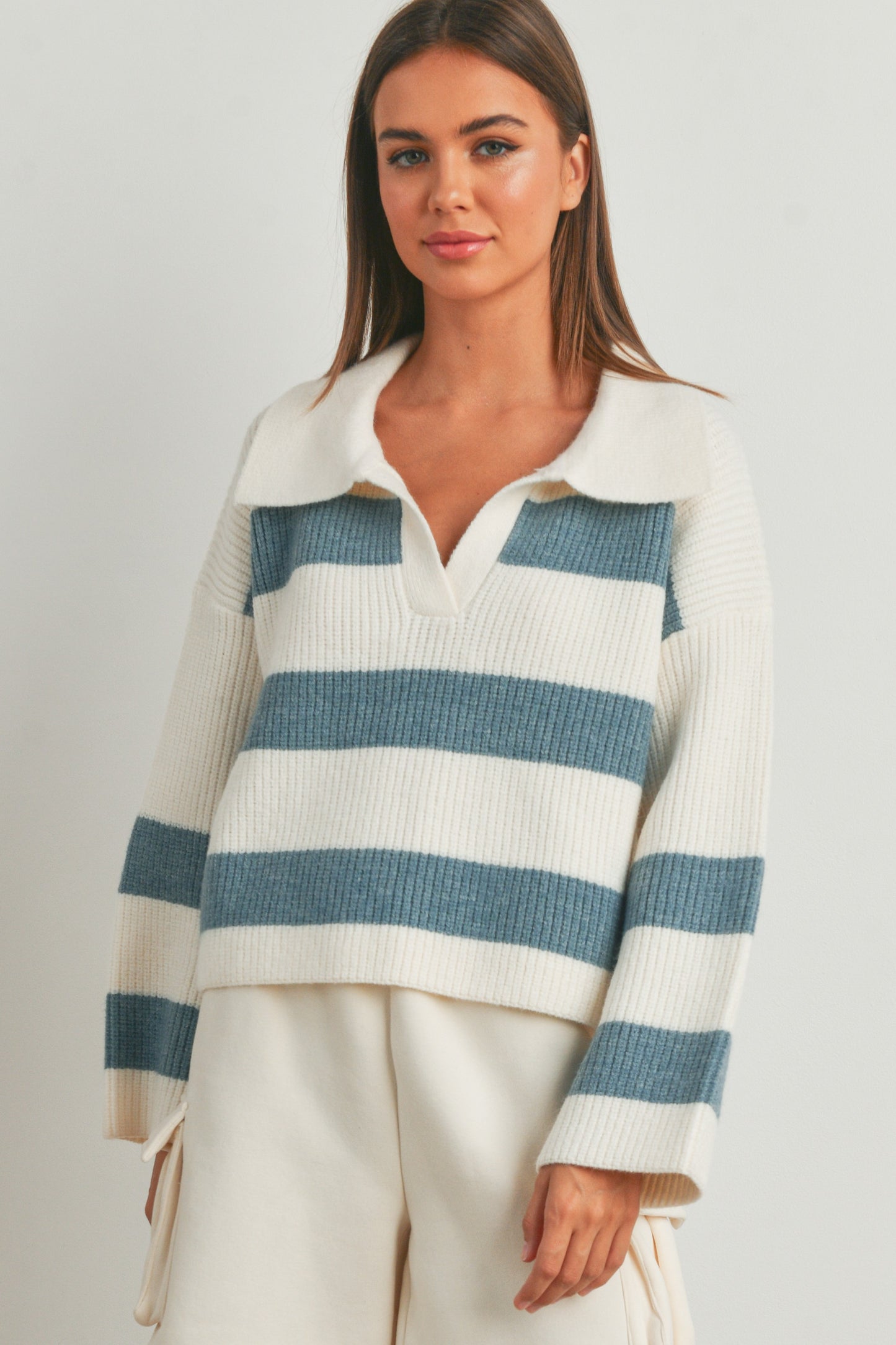 Razoul Striped Cropped Knit Sweater