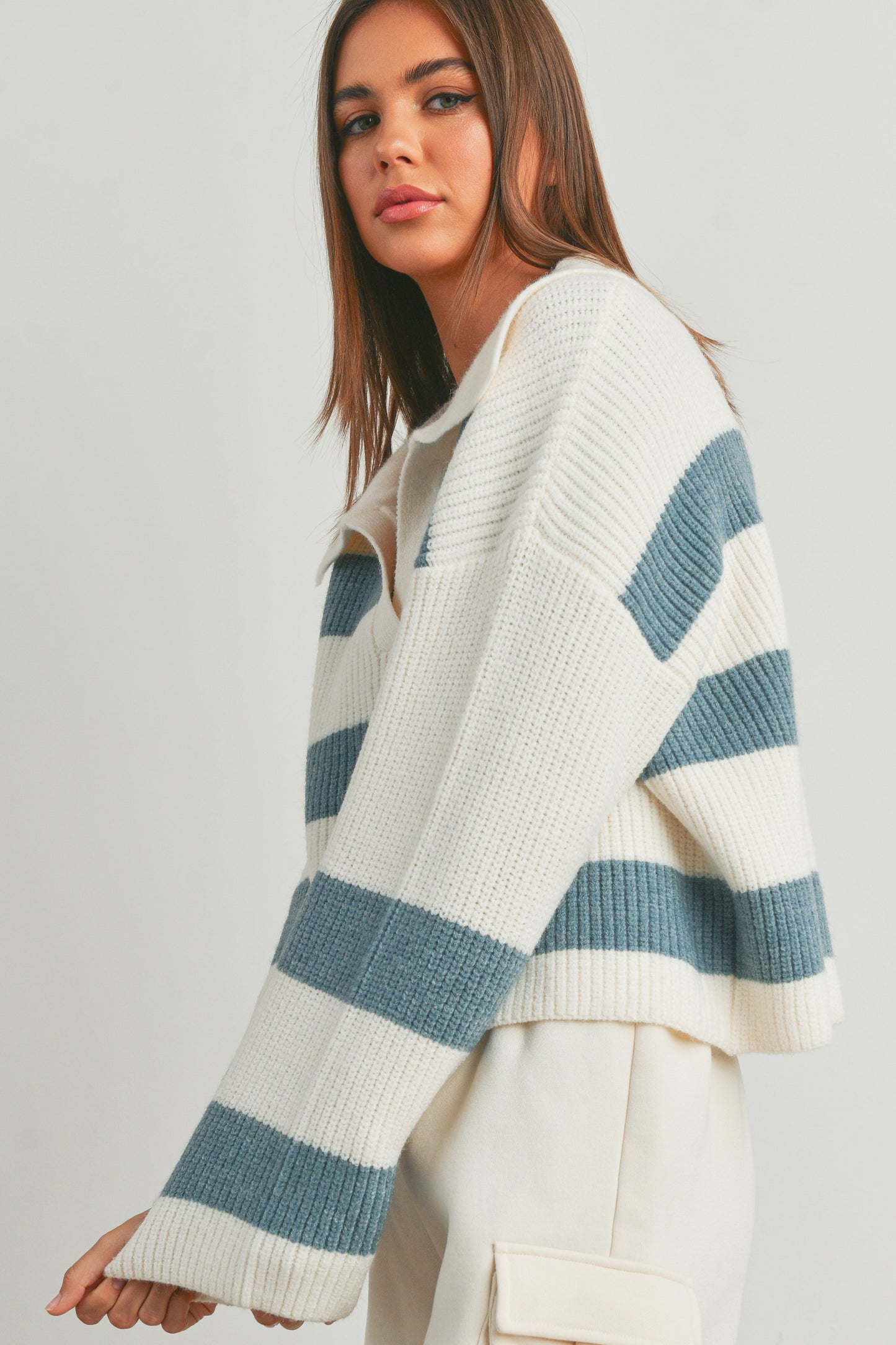 Razoul Striped Cropped Knit Sweater