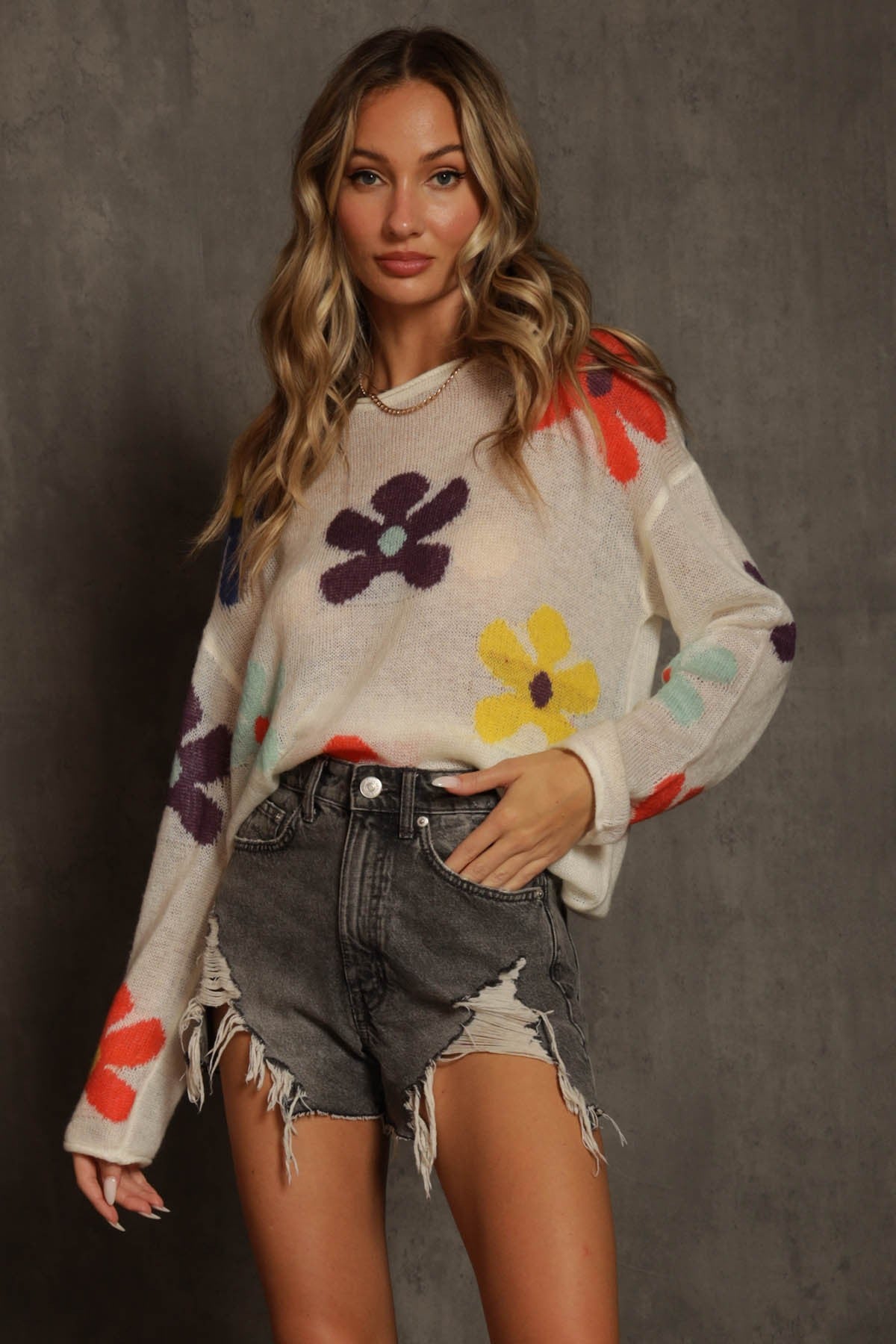 Flower all over knit Sweater