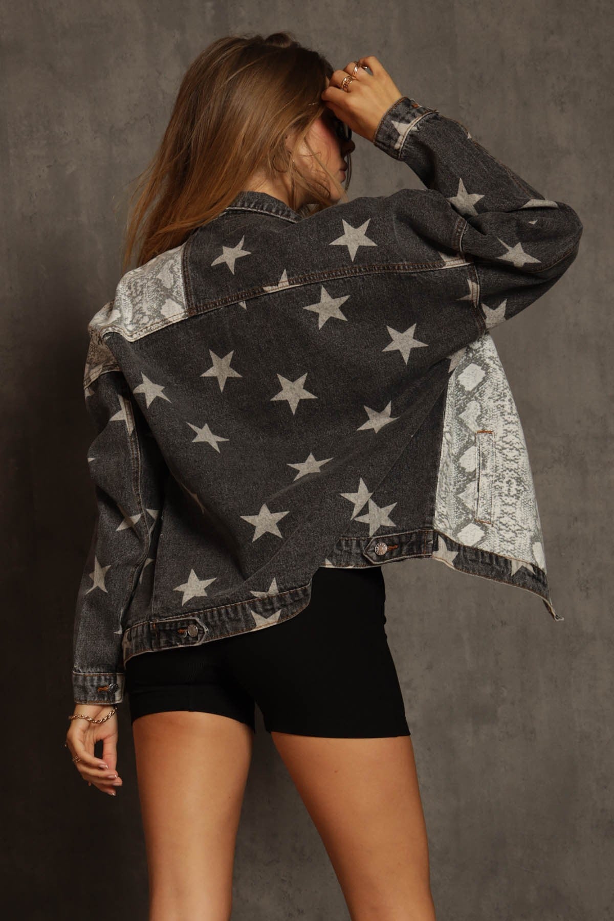 Helena Star Print Denim Jacket