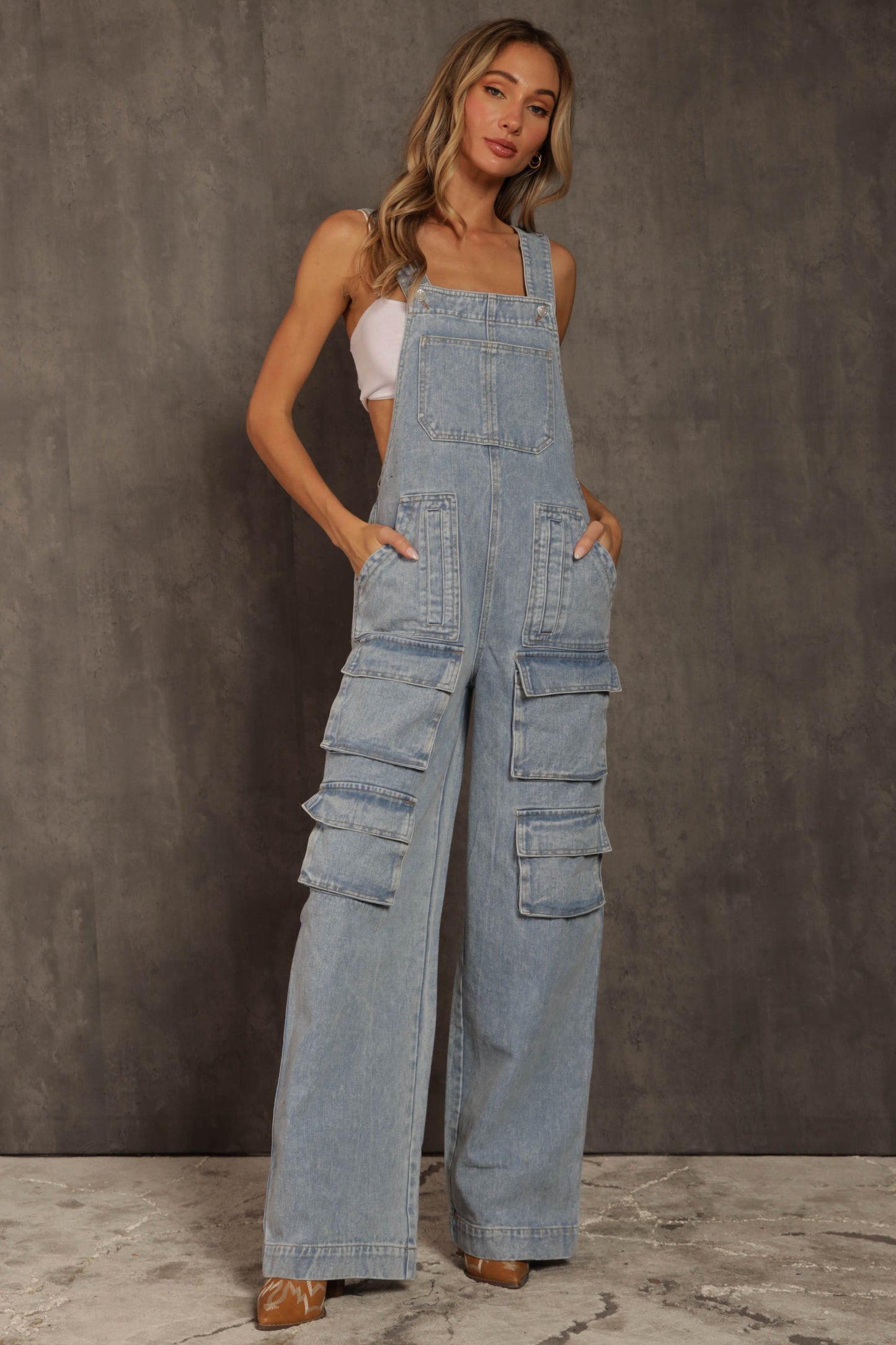 Delta Cargo denim jumpsuit