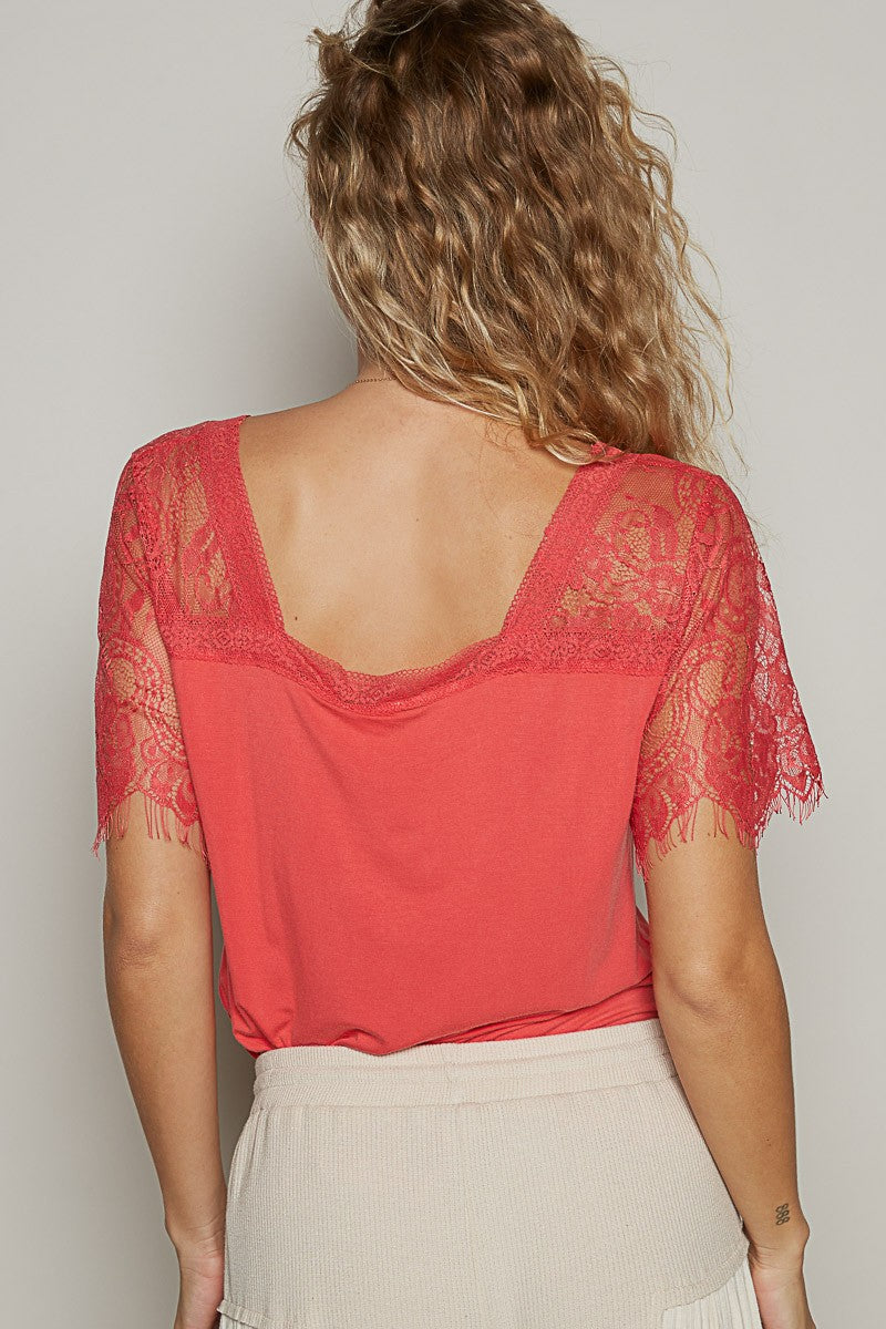 Willa Lace V neck Knit Top