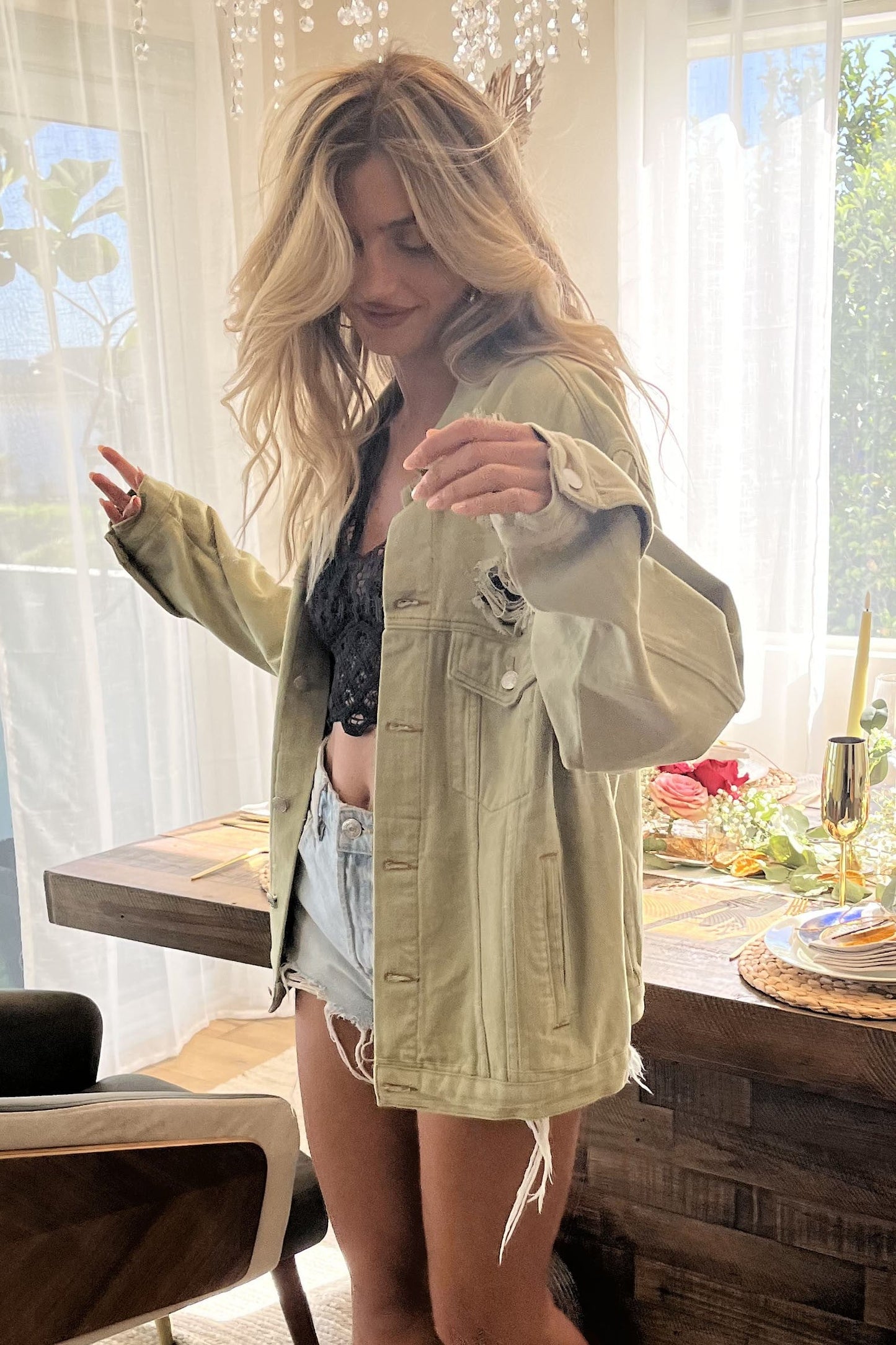 Play My Way Distressed Denim Jacket
