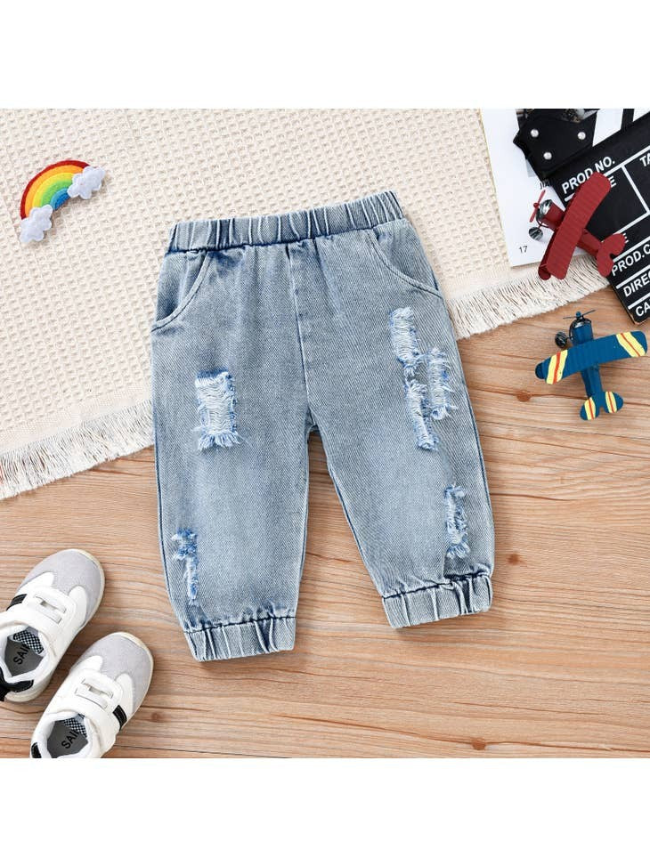Rainbow Sweatshirts and Denim Pants Set