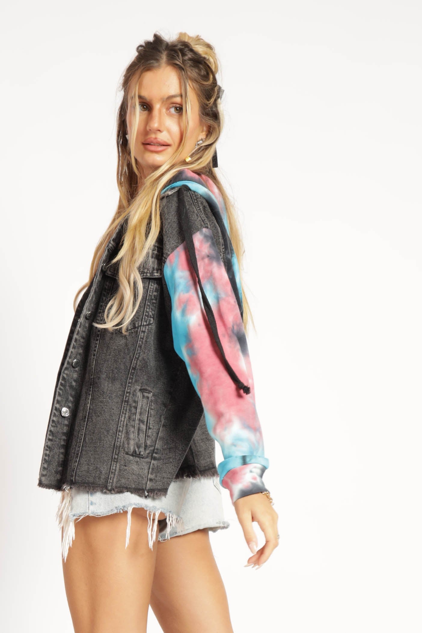 Jamyn Tie Dye Denim Hooded Jacket