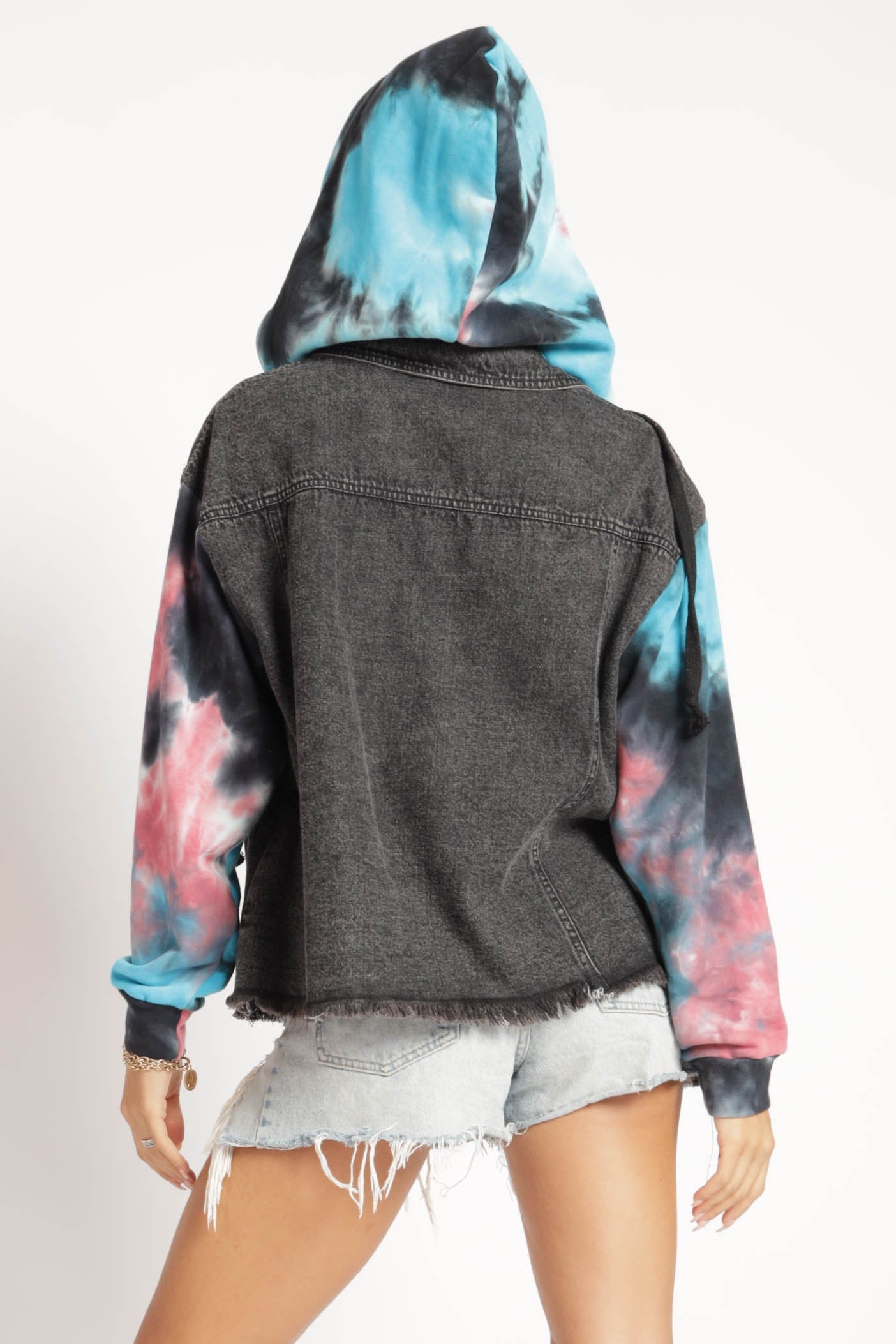 Jamyn Tie Dye Denim Hooded Jacket