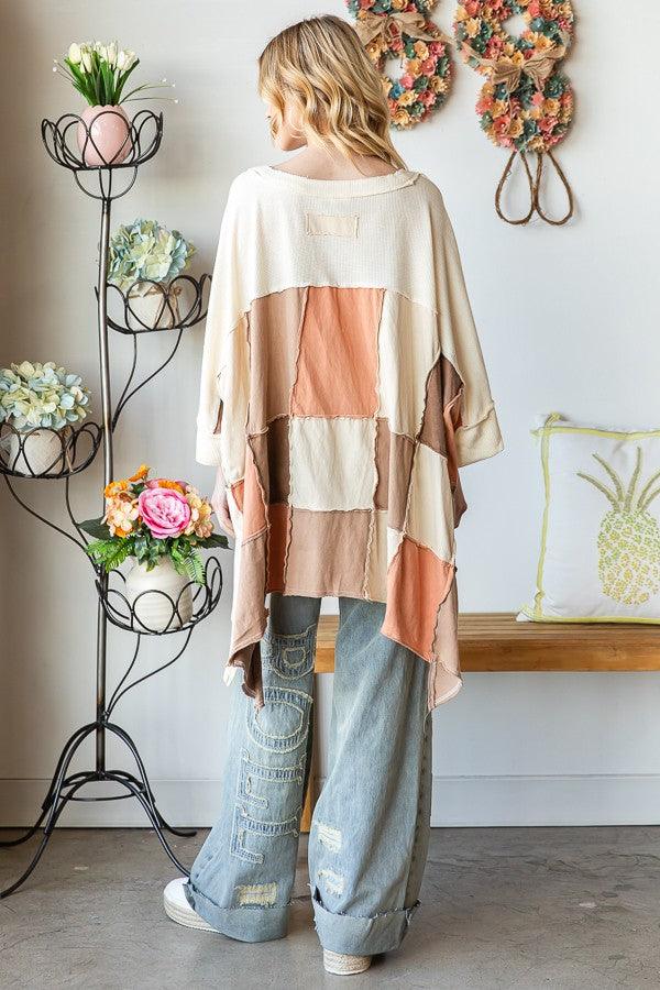 Color Block Oversized Top