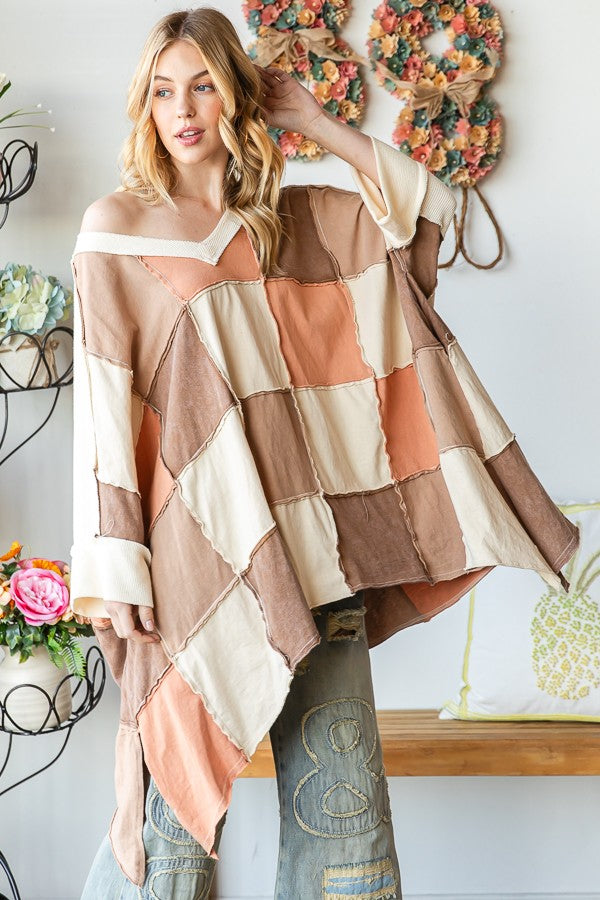 Color Block Oversized Top