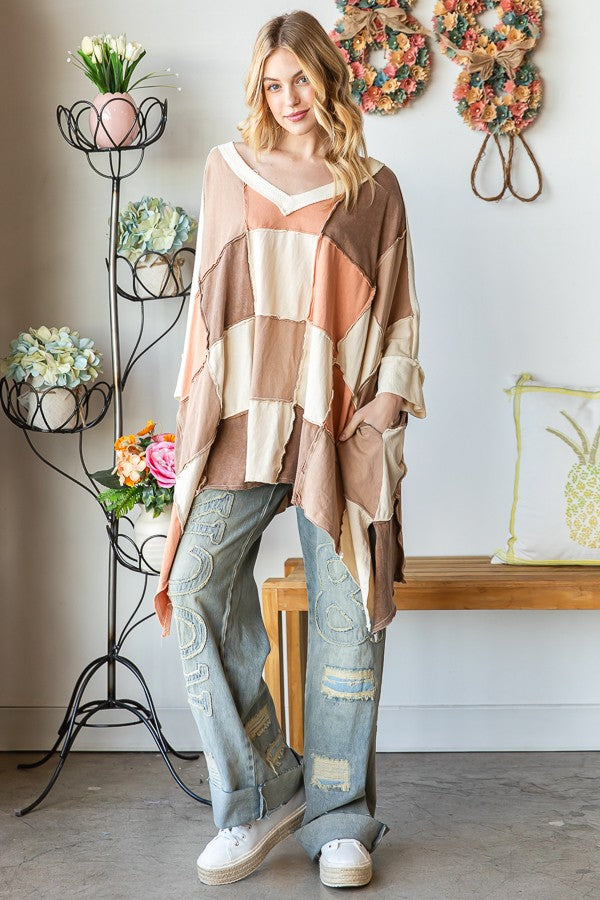 Color Block Oversized Top
