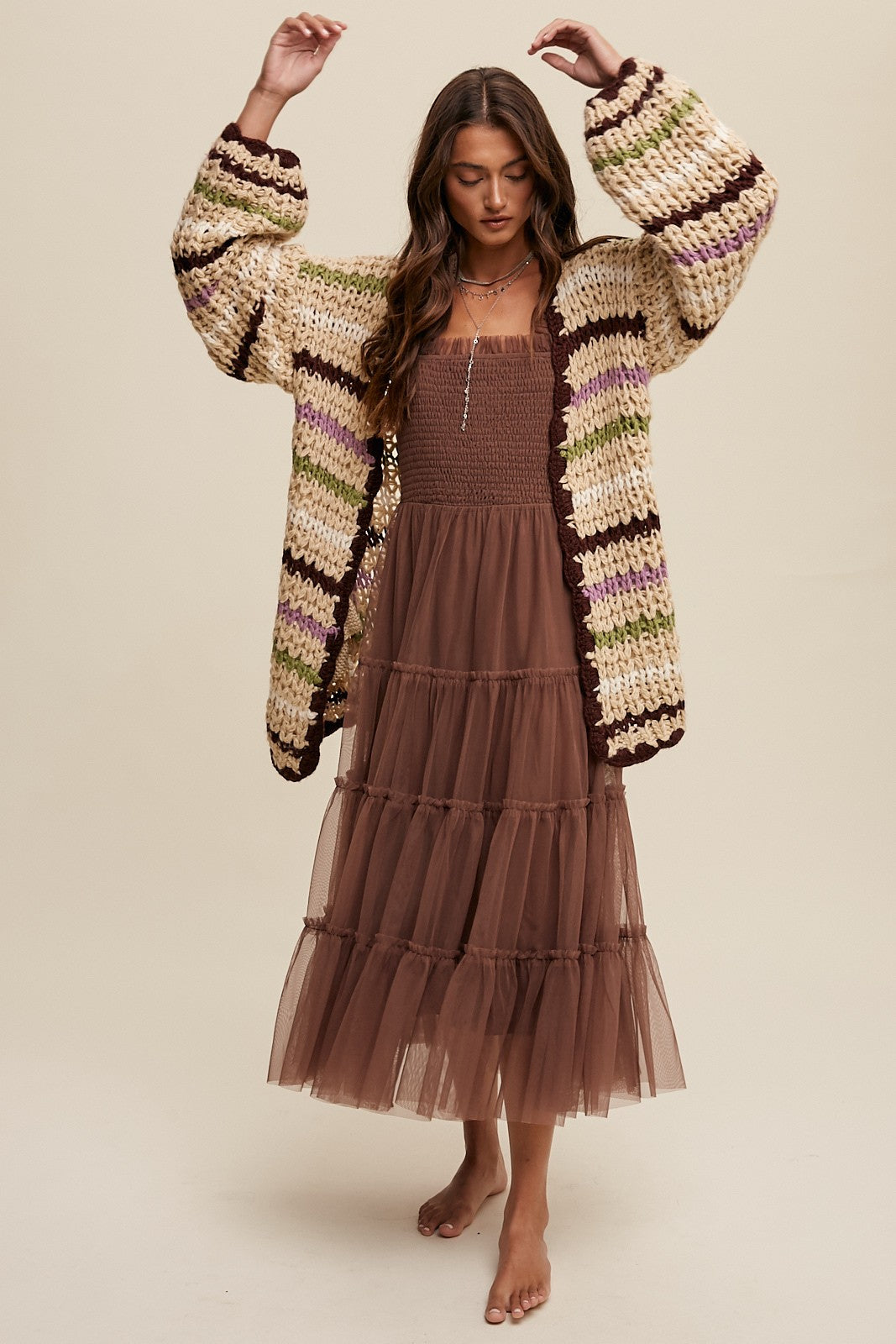 Emelia Striped Open Cardigan