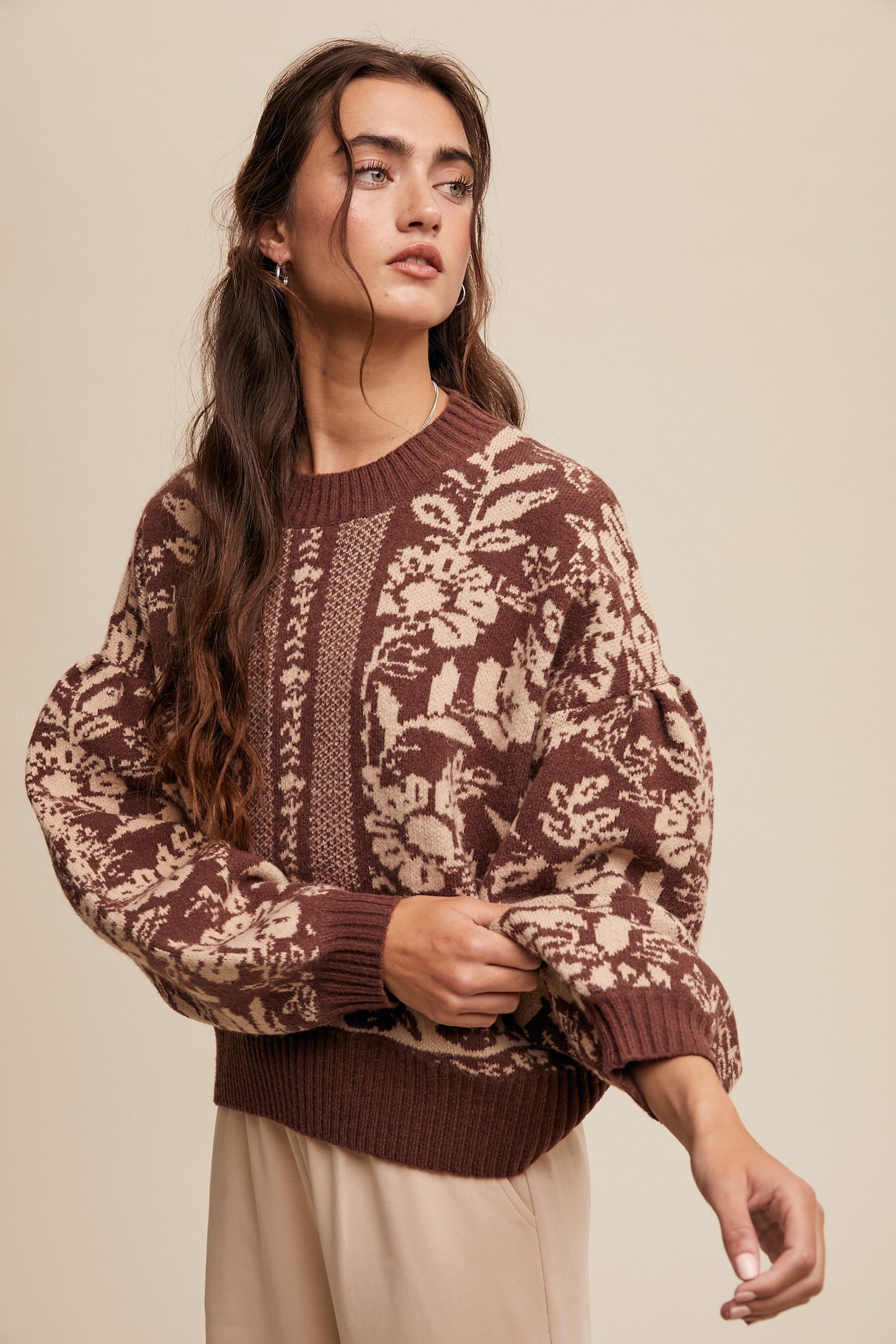Ana Vintage Flower Sweater Top