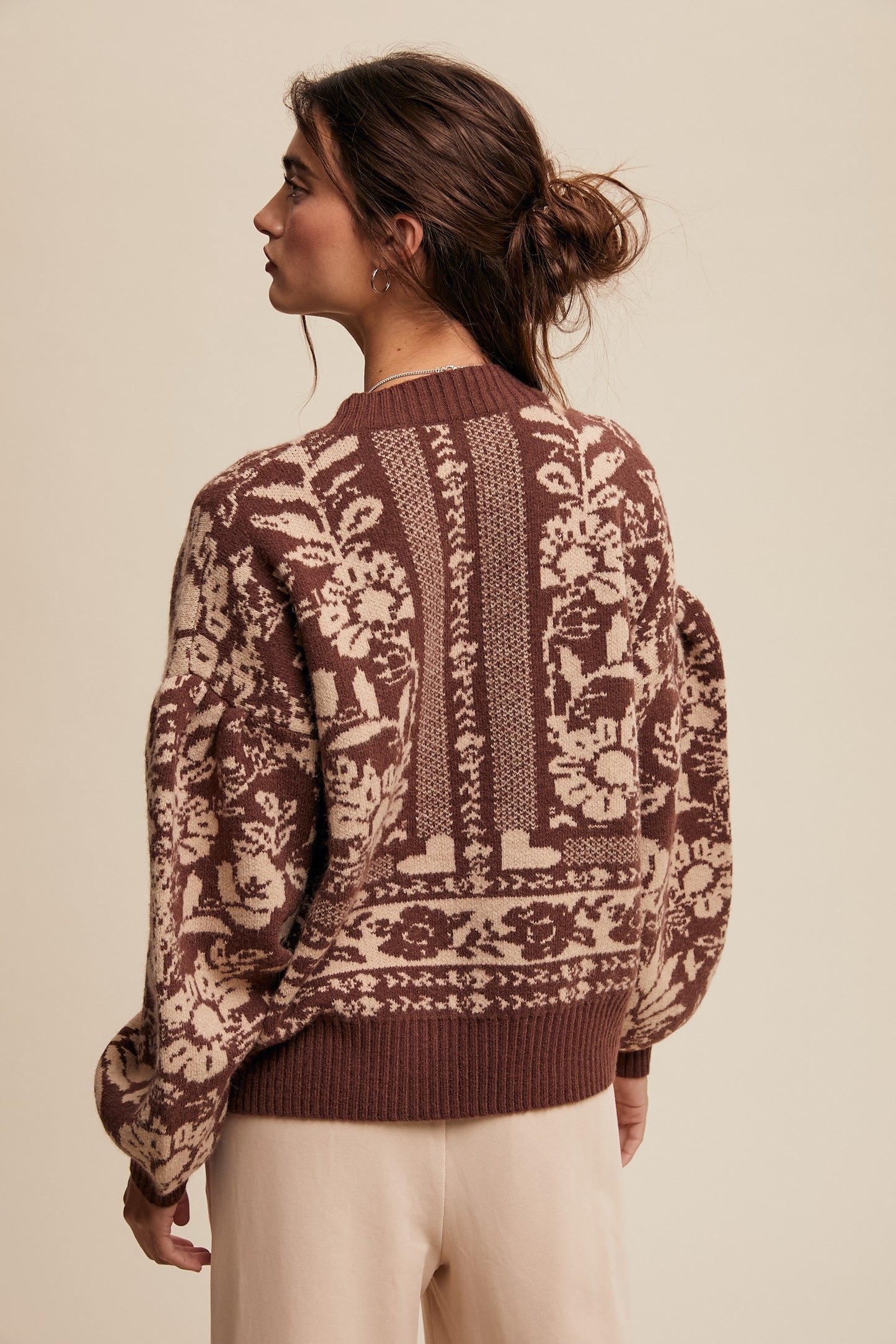Ana Vintage Flower Sweater Top