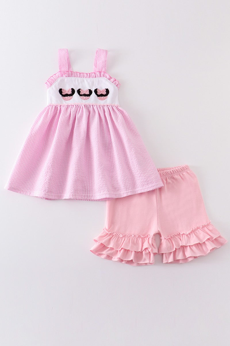 French Knot seersucker Top and Pants set