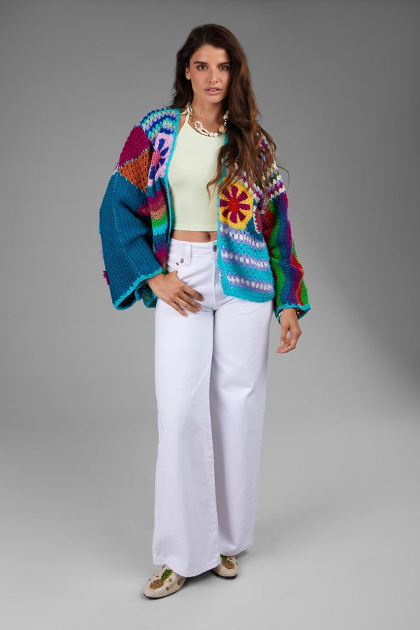 Amelia Crochet Multi Color Cardigan