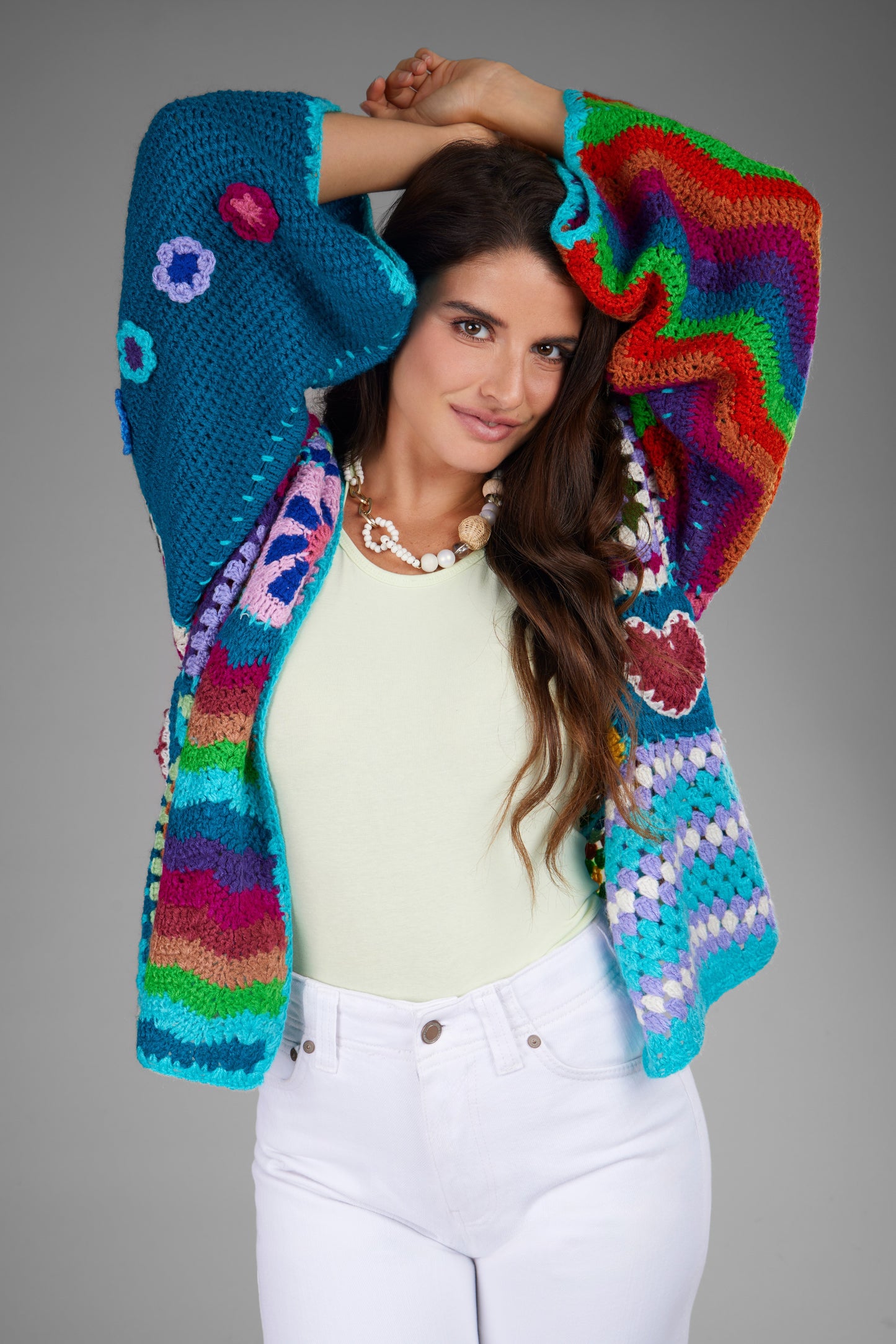 Amelia Crochet Multi Color Cardigan