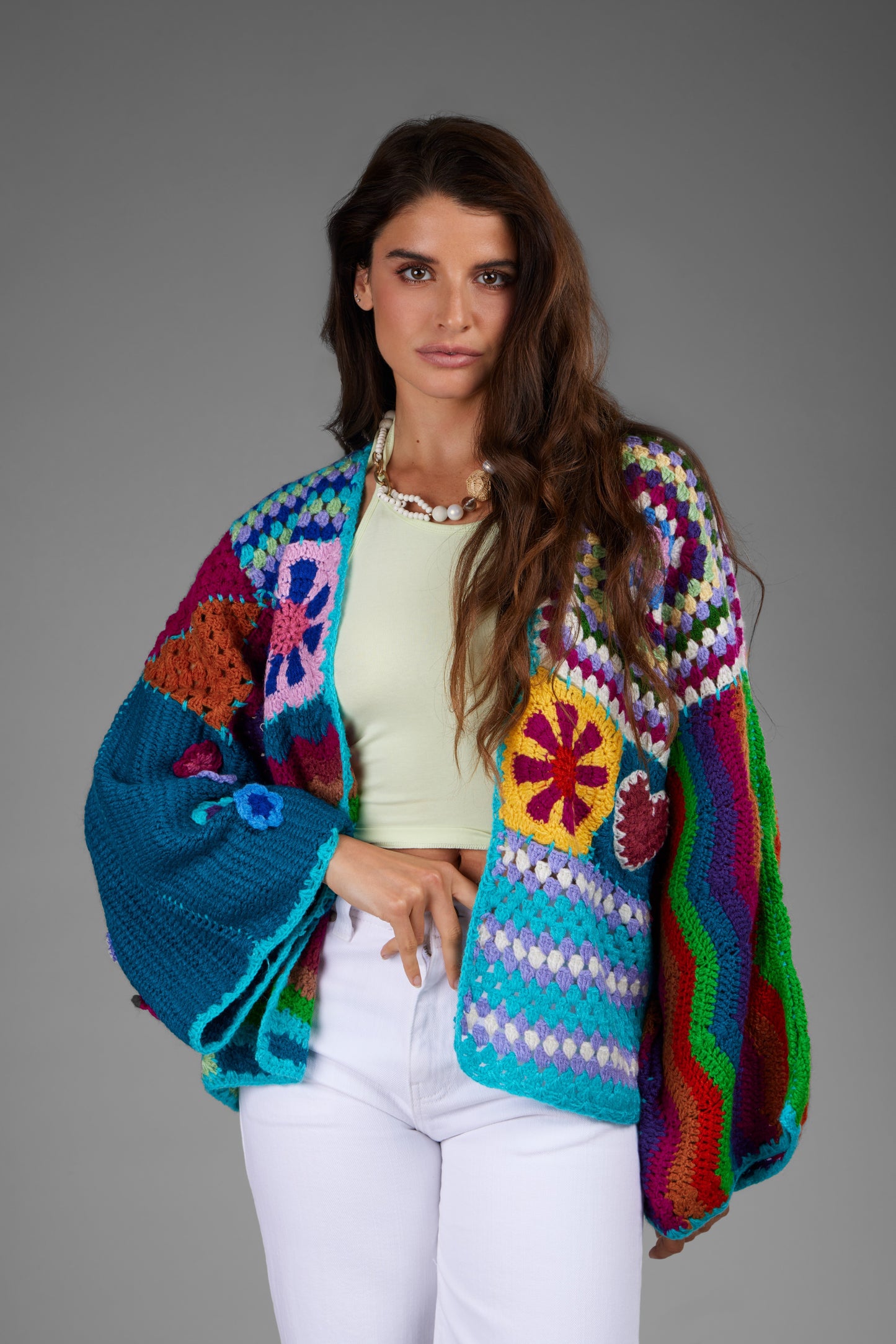 Amelia Crochet Multi Color Cardigan