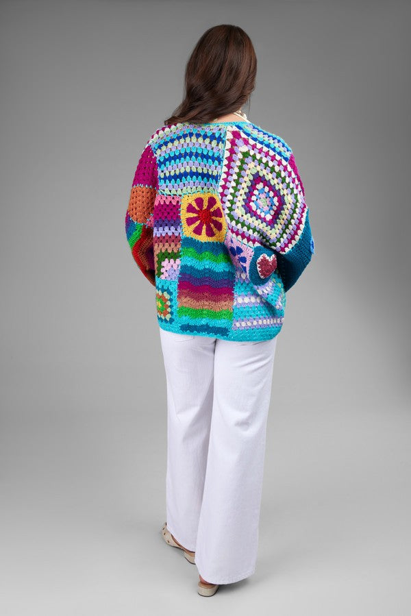 Amelia Crochet Multi Color Cardigan