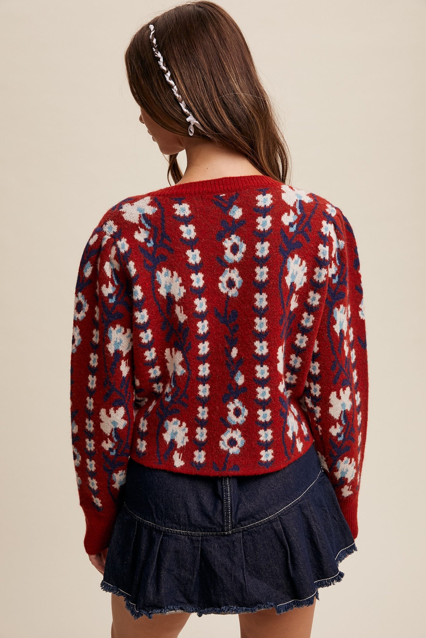 Flower Ruffle Knit Cardigan