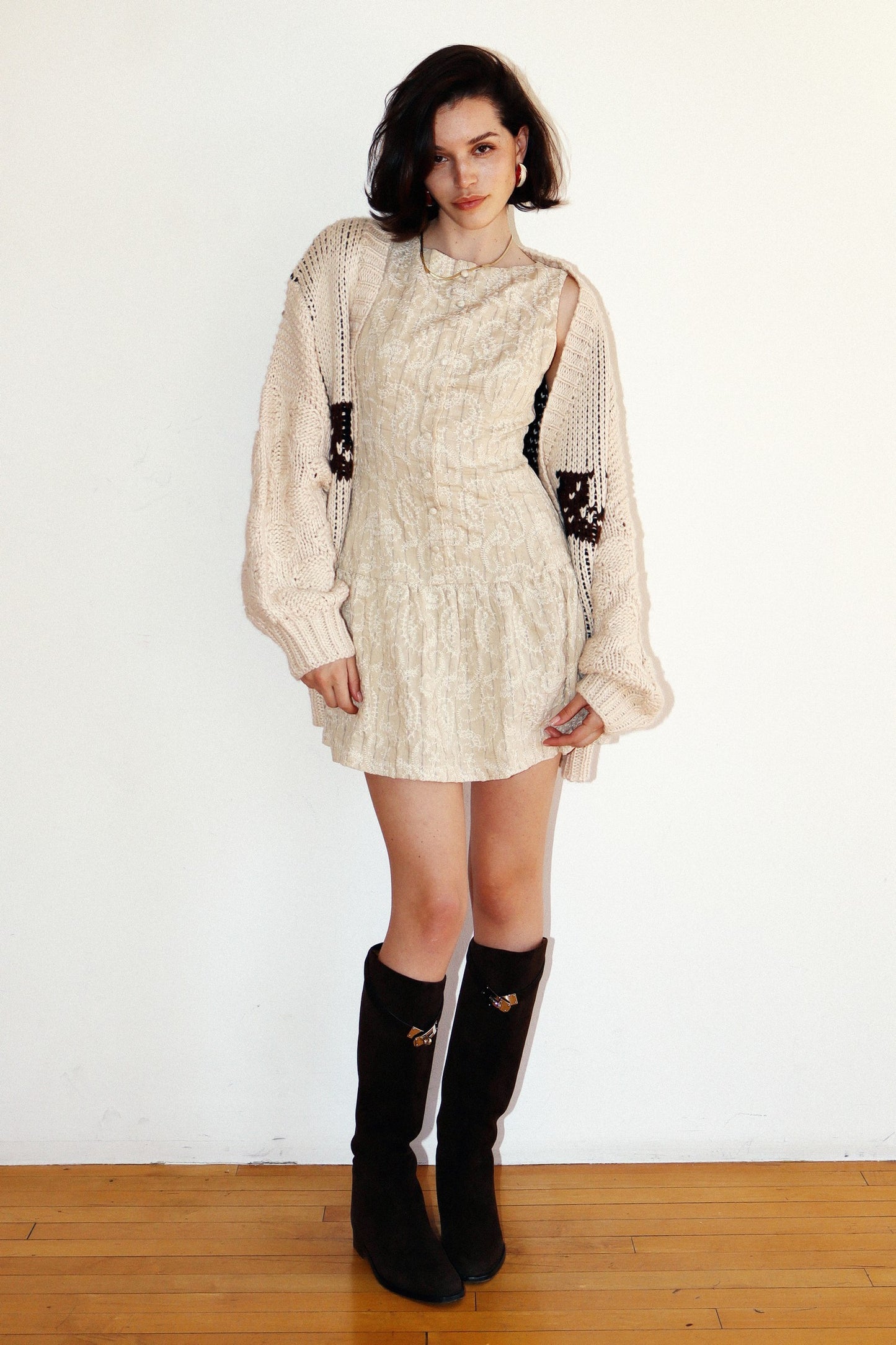 Western Horse Print Open Knit Cardigan