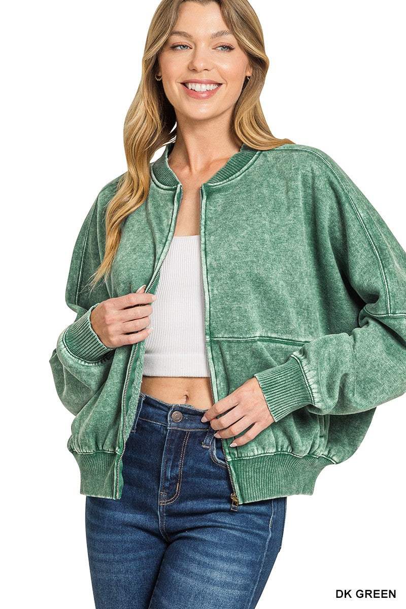 Vintage Mineral Washed Bomber Jacket