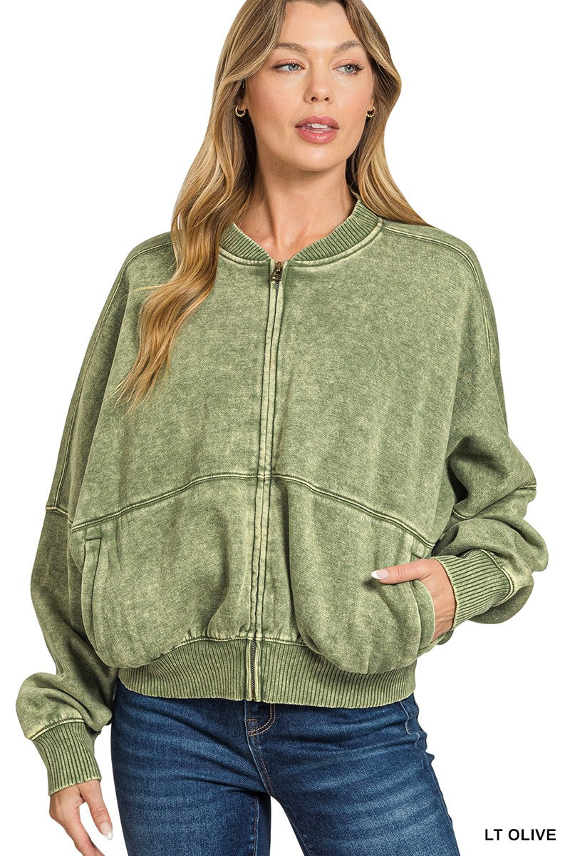 Vintage Mineral Washed Bomber Jacket