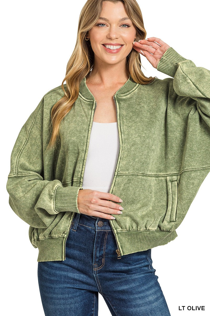 Vintage Mineral Washed Bomber Jacket