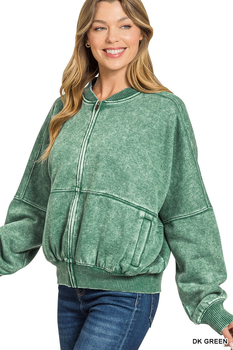 Vintage Mineral Washed Bomber Jacket