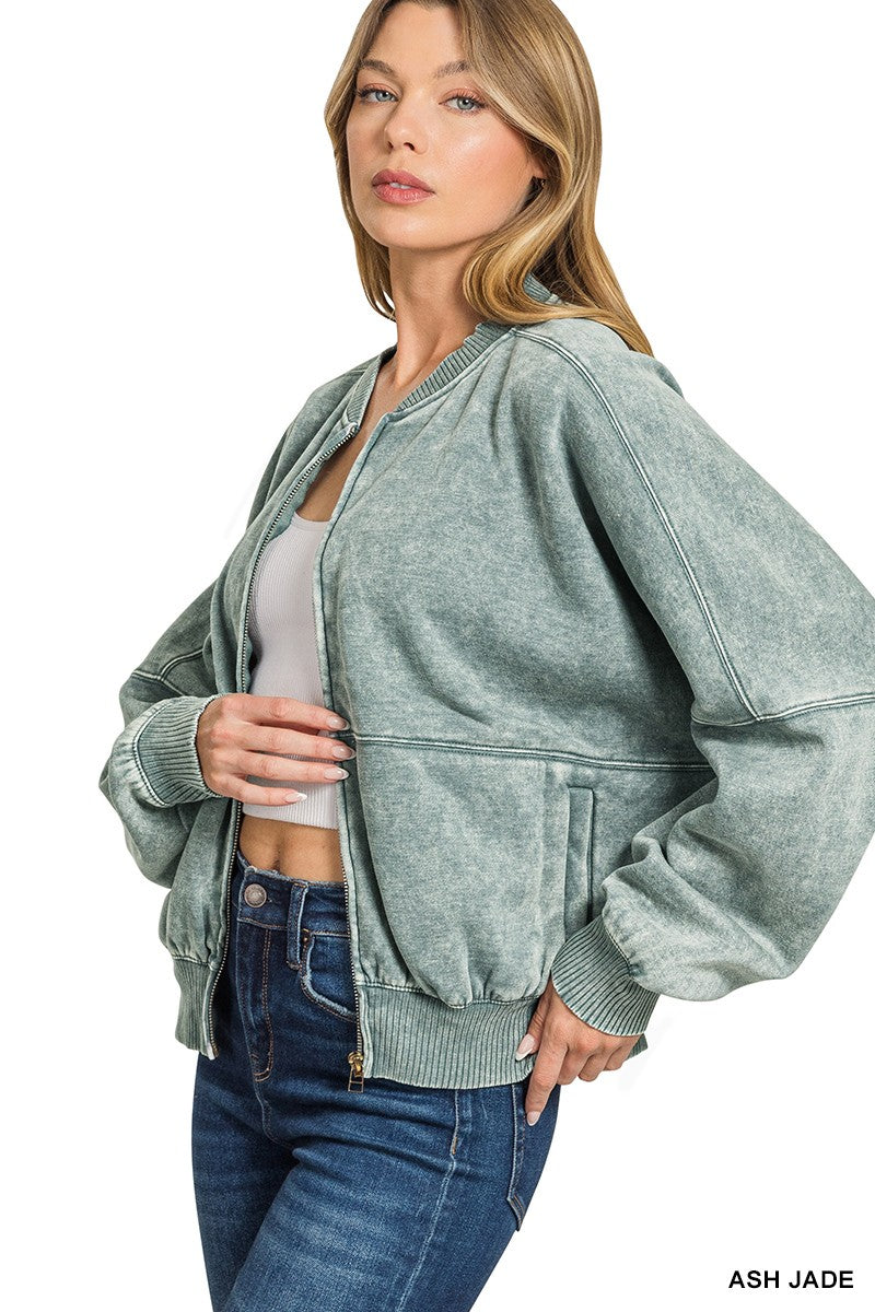 Vintage Mineral Washed Bomber Jacket