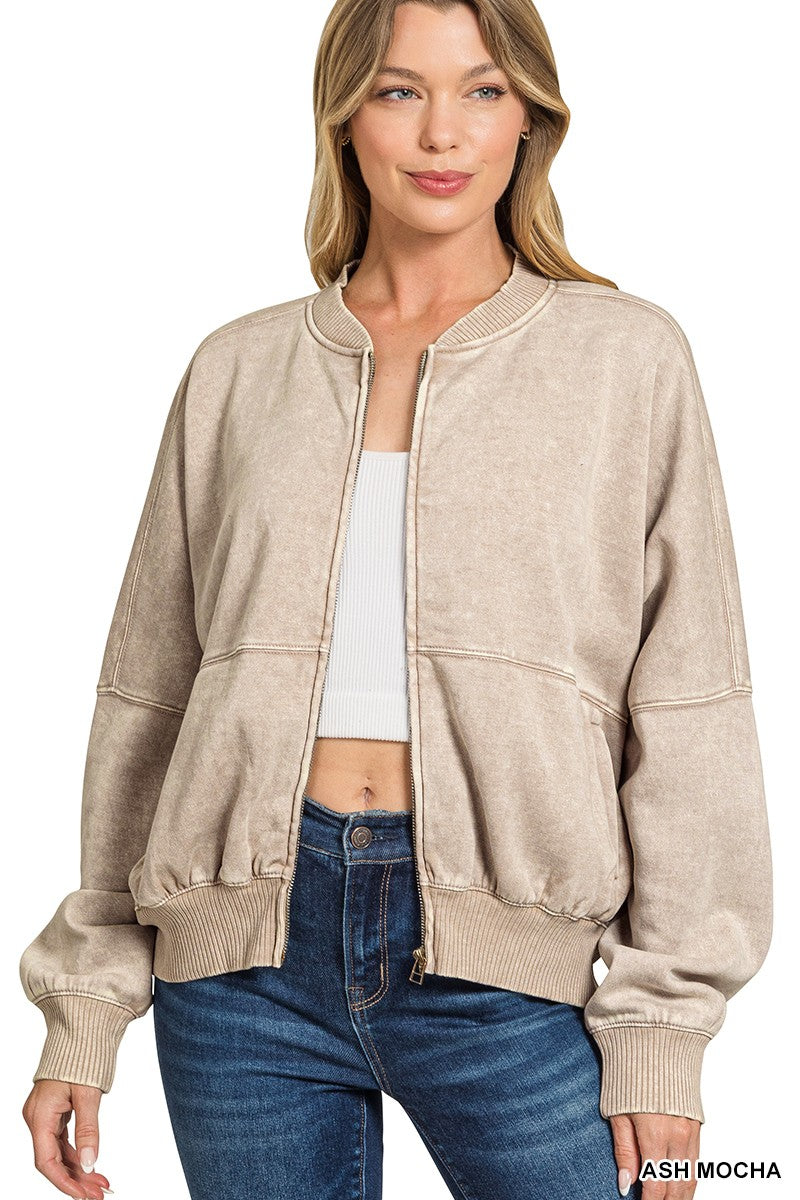 Vintage Mineral Washed Bomber Jacket