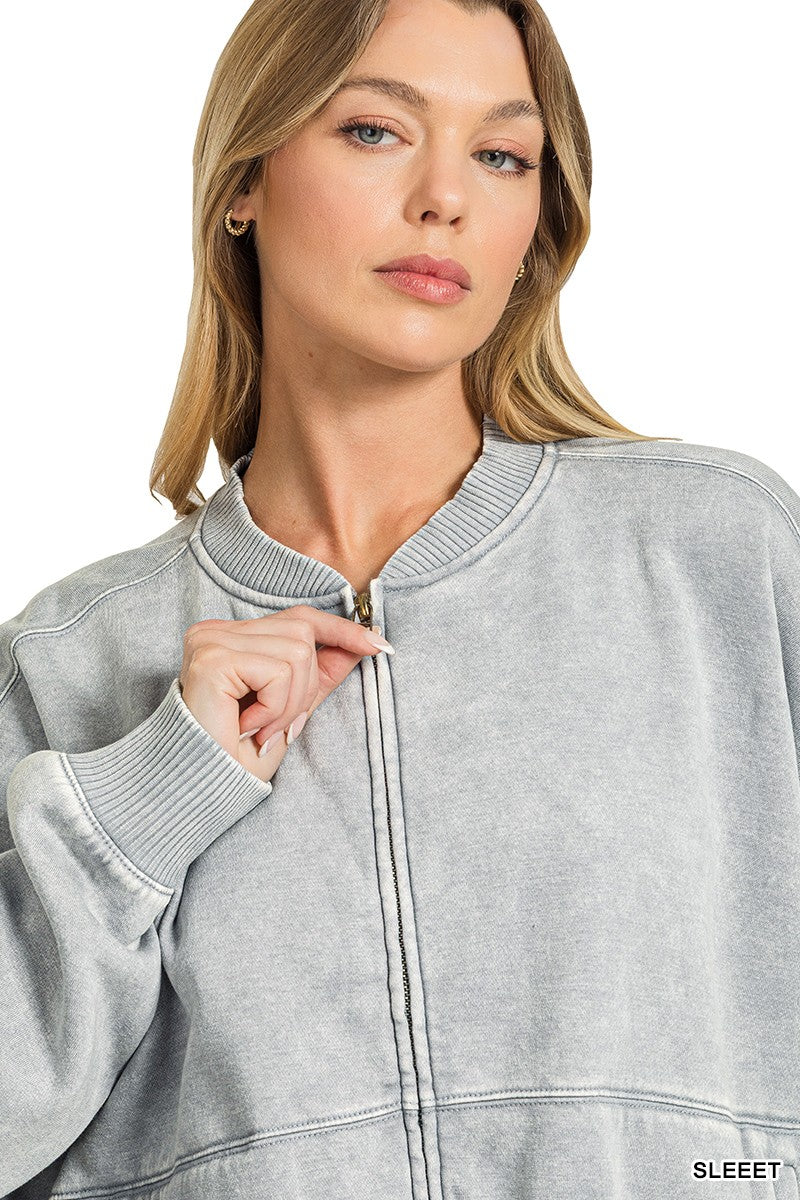 Vintage Mineral Washed Bomber Jacket