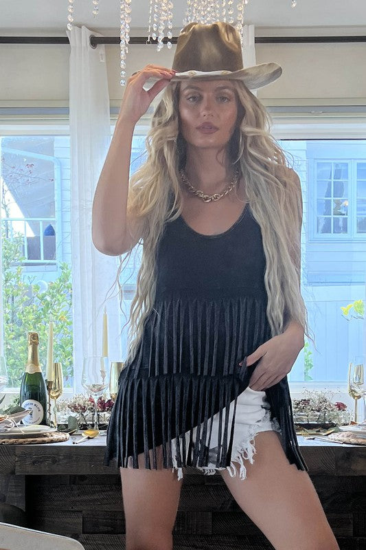 Fringe Mineral Wash Tunic Top
