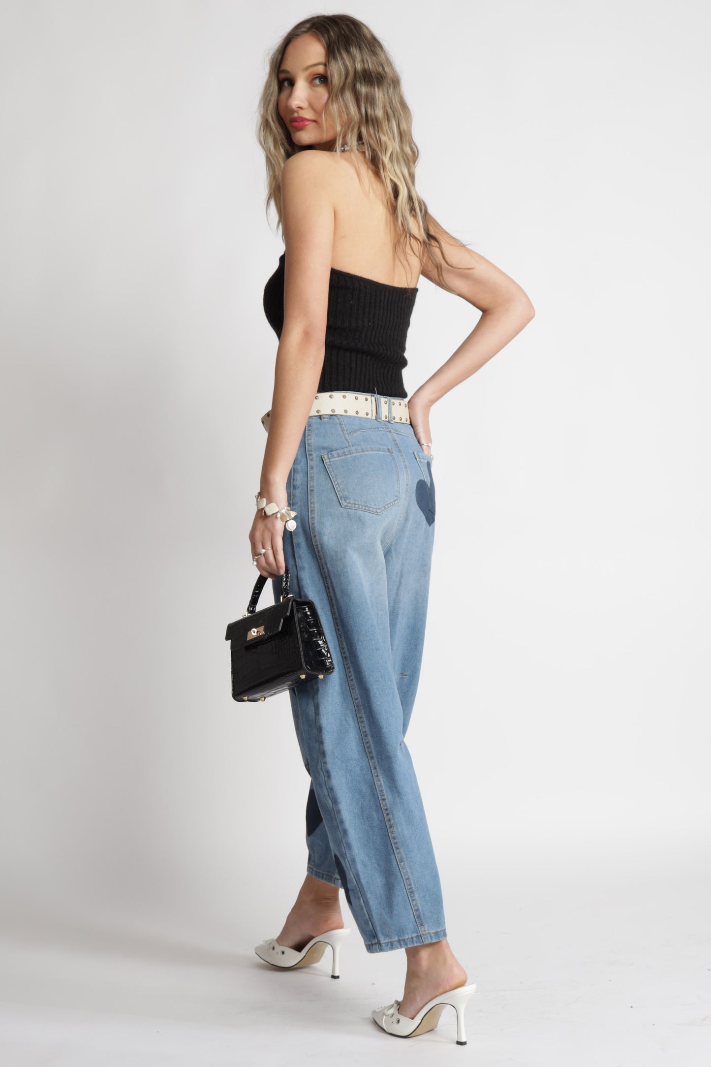 Heart High Rise Barrel Jeans