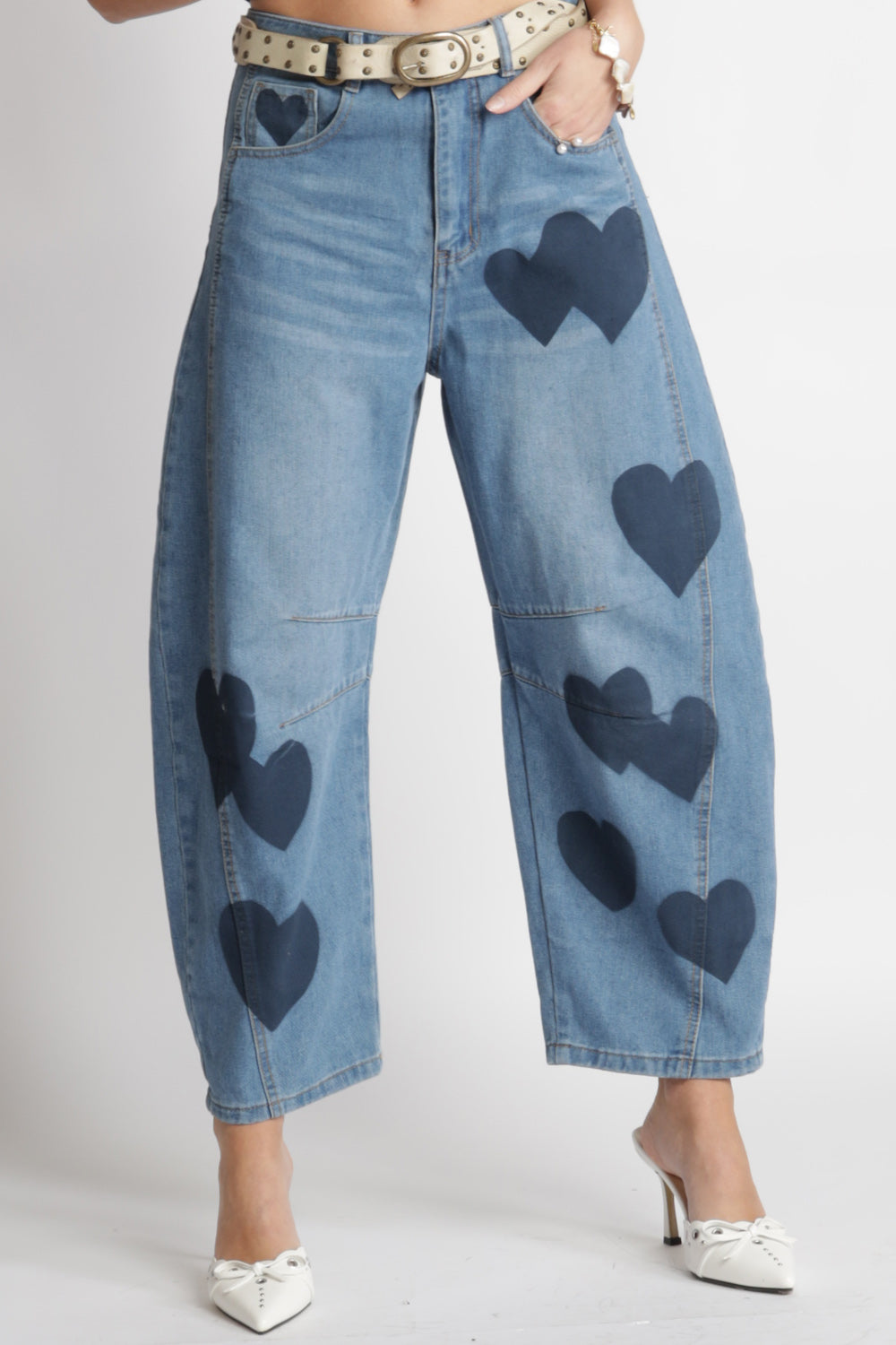 Heart High Rise Barrel Jeans