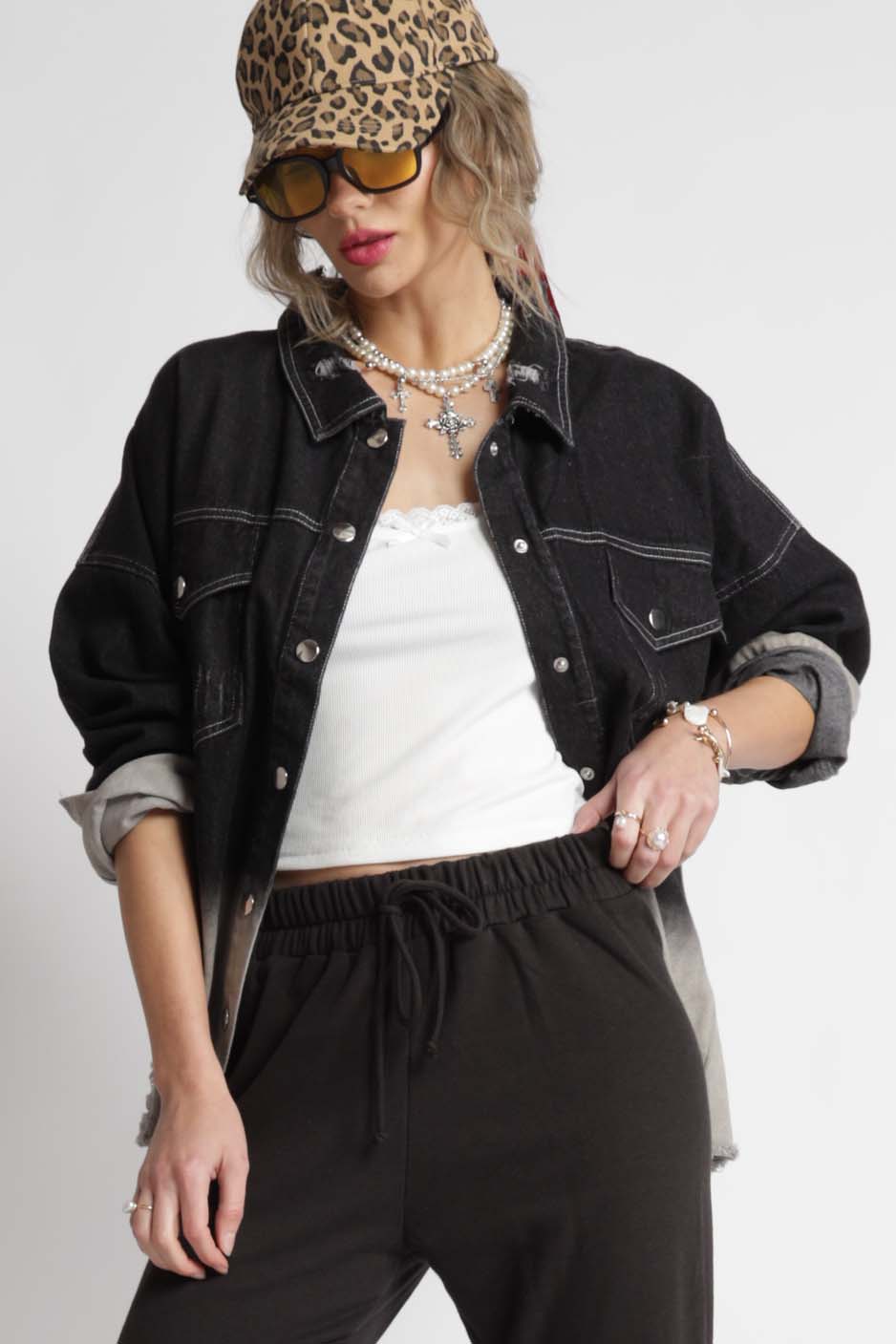 Dip Dye Rock and Roll Denim Jacket