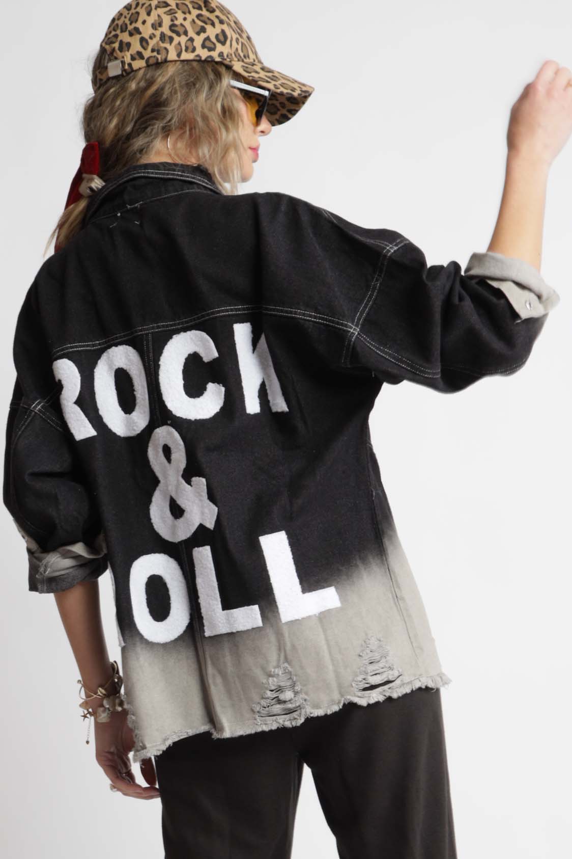Dip Dye Rock and Roll Denim Jacket